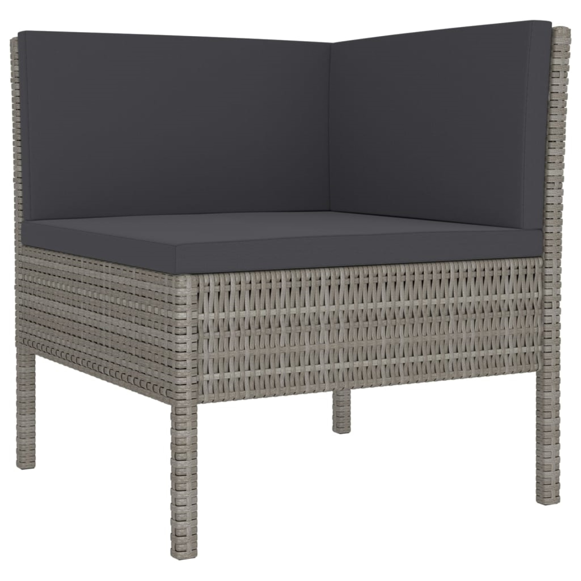 vidaXL 5 Piece Patio Lounge Set with Cushions Poly Rattan Gray Grey