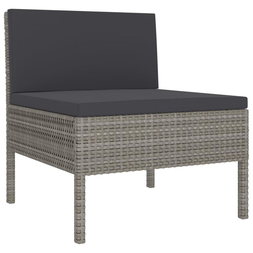 vidaXL 5 Piece Patio Lounge Set with Cushions Poly Rattan Gray Grey