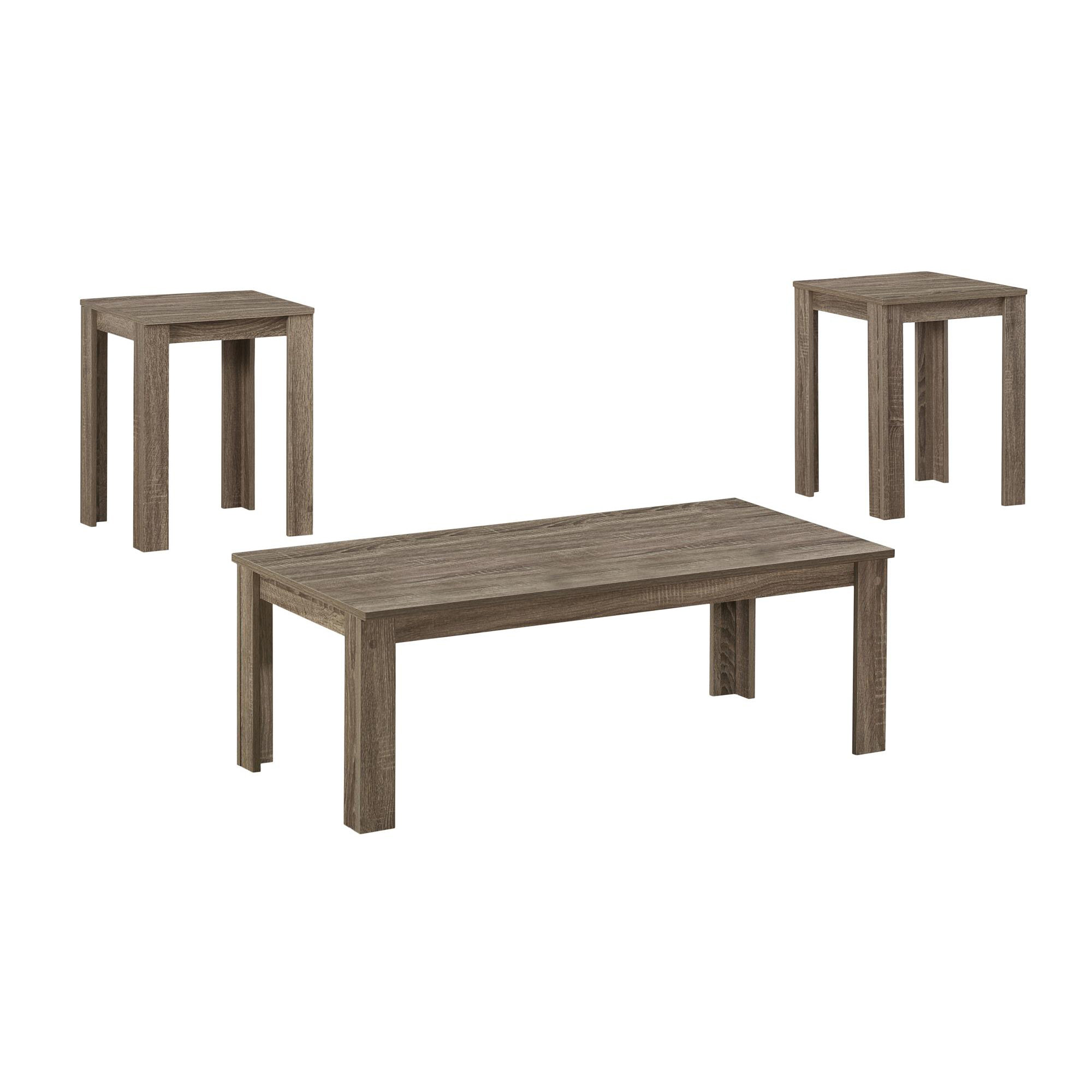 Monarch Specialties Table Set, 3Pcs Set, Coffee, End, Side, Accent, Living Room, Laminate, Brown, Transitional