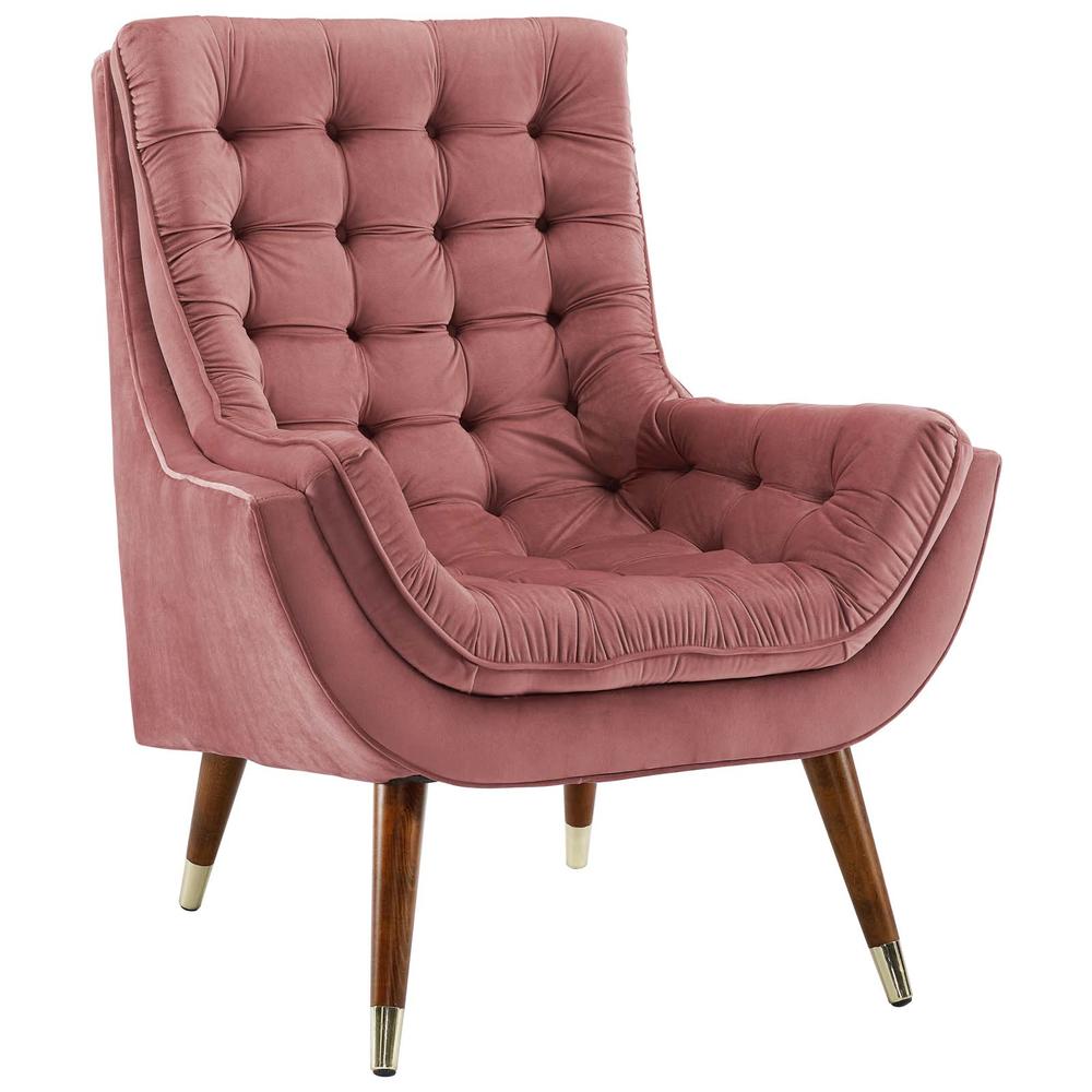 Modway Suggest Button Tufted Upholstered Velvet Lounge Chair - Dusty Rose