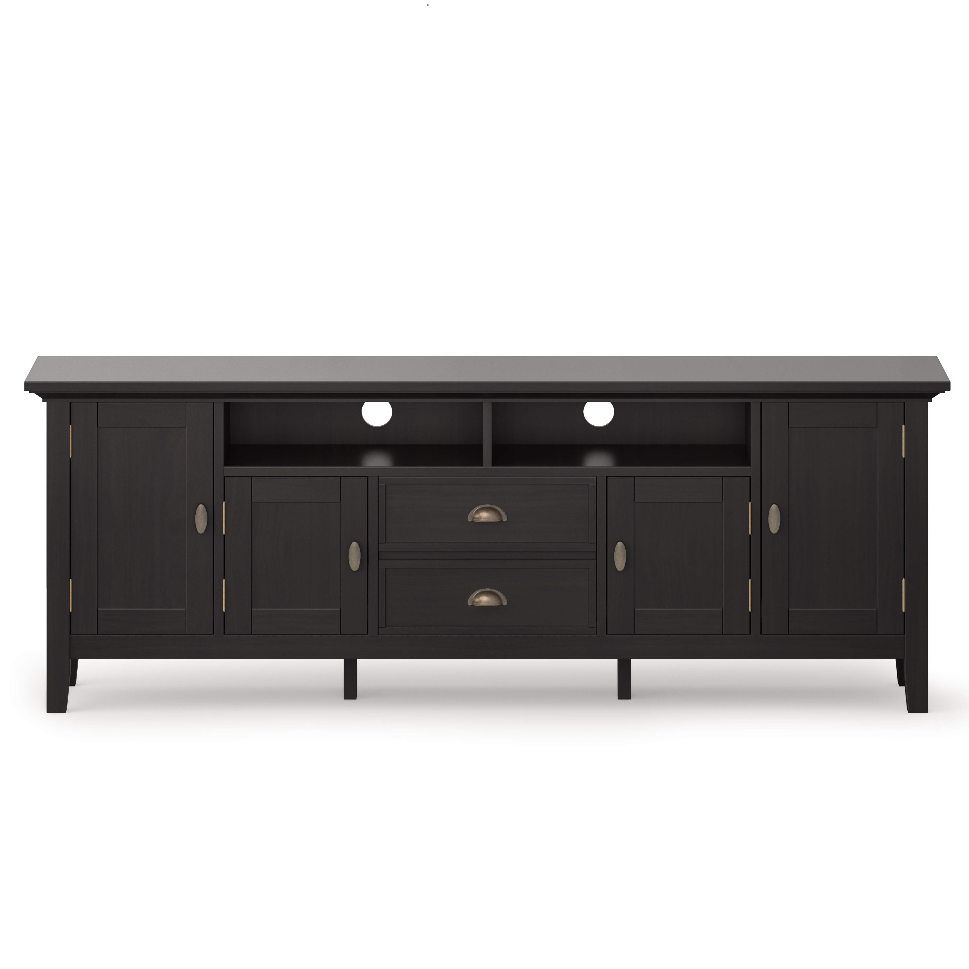 Simpli Home Redmond SOLID WOOD 72 inch TV Media Stand in Hickory Brown For TVs up to 80 inches