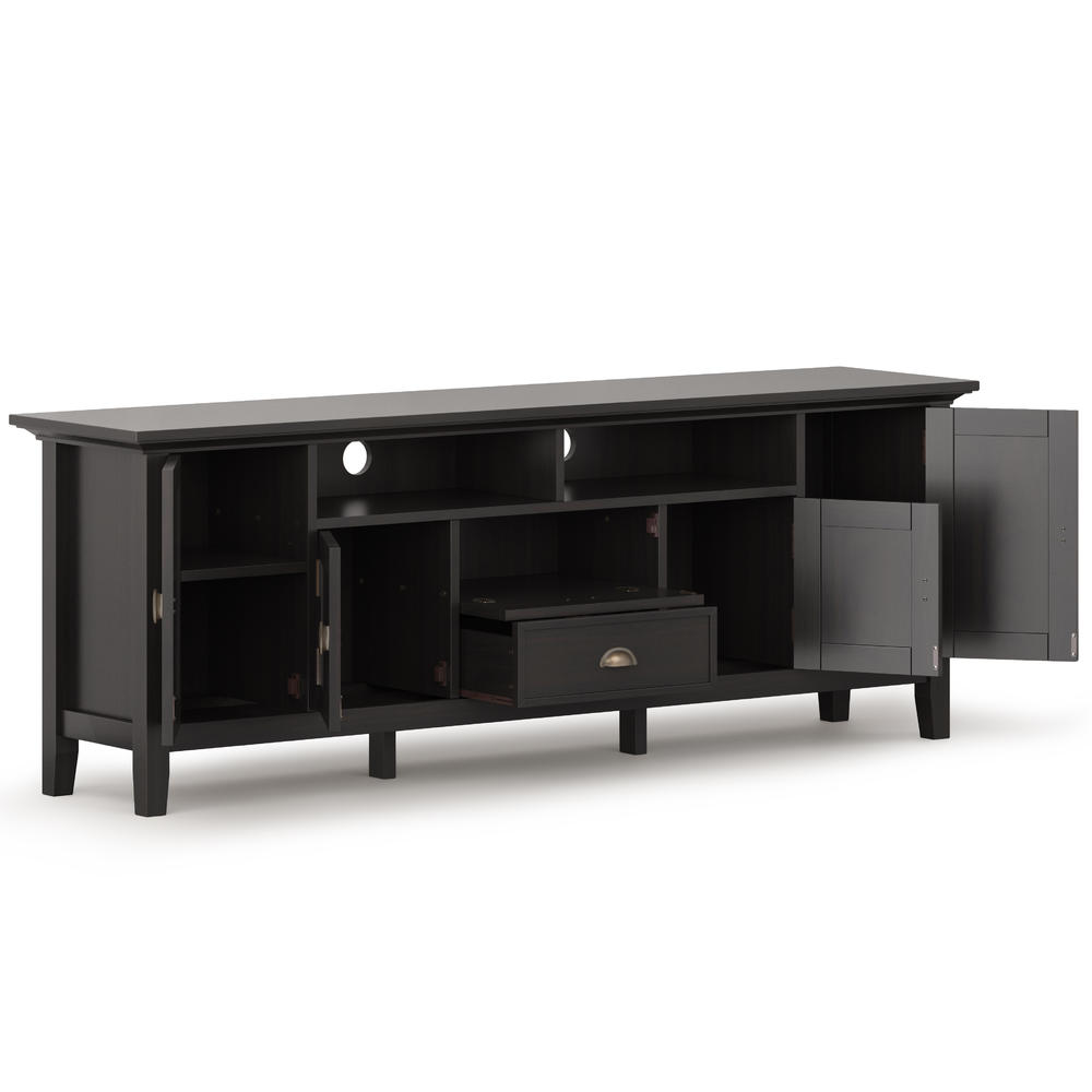 Simpli Home Redmond SOLID WOOD 72 inch TV Media Stand in Hickory Brown For TVs up to 80 inches