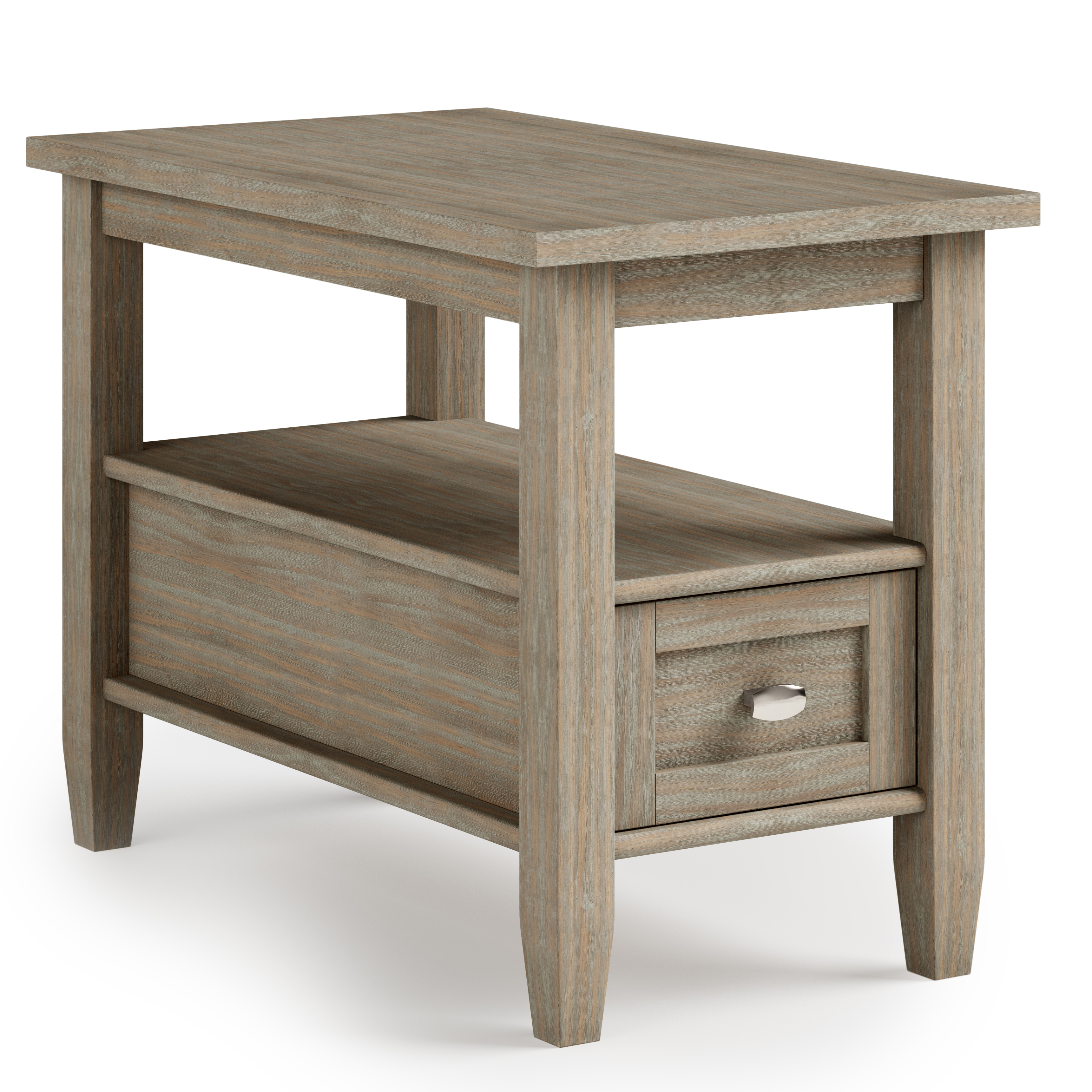 Simpli Home Warm Shaker SOLID WOOD Narrow Side Table in Distressed Grey