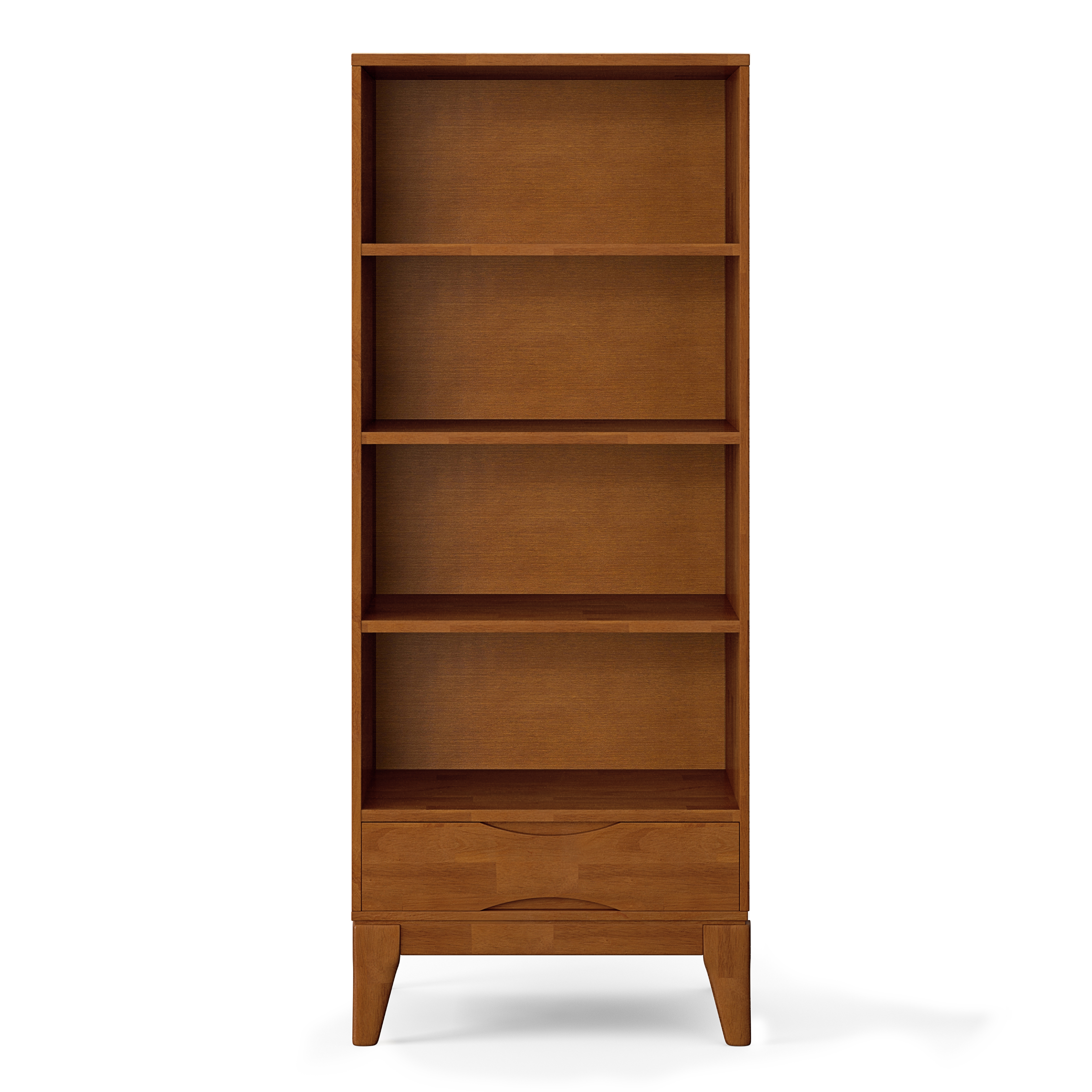Simpli Home Harper SOLID HARDWOOD Bookcase with Storage in Teak Brown