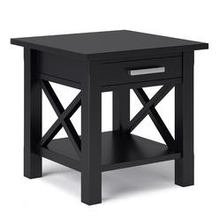 Simpli Home SIMPLIHOME Kitchener SOLID WOOD 21 inch wide Square Contemporary End Side Table in Black with Storage, 1 Drawer and 1 Shelf, for