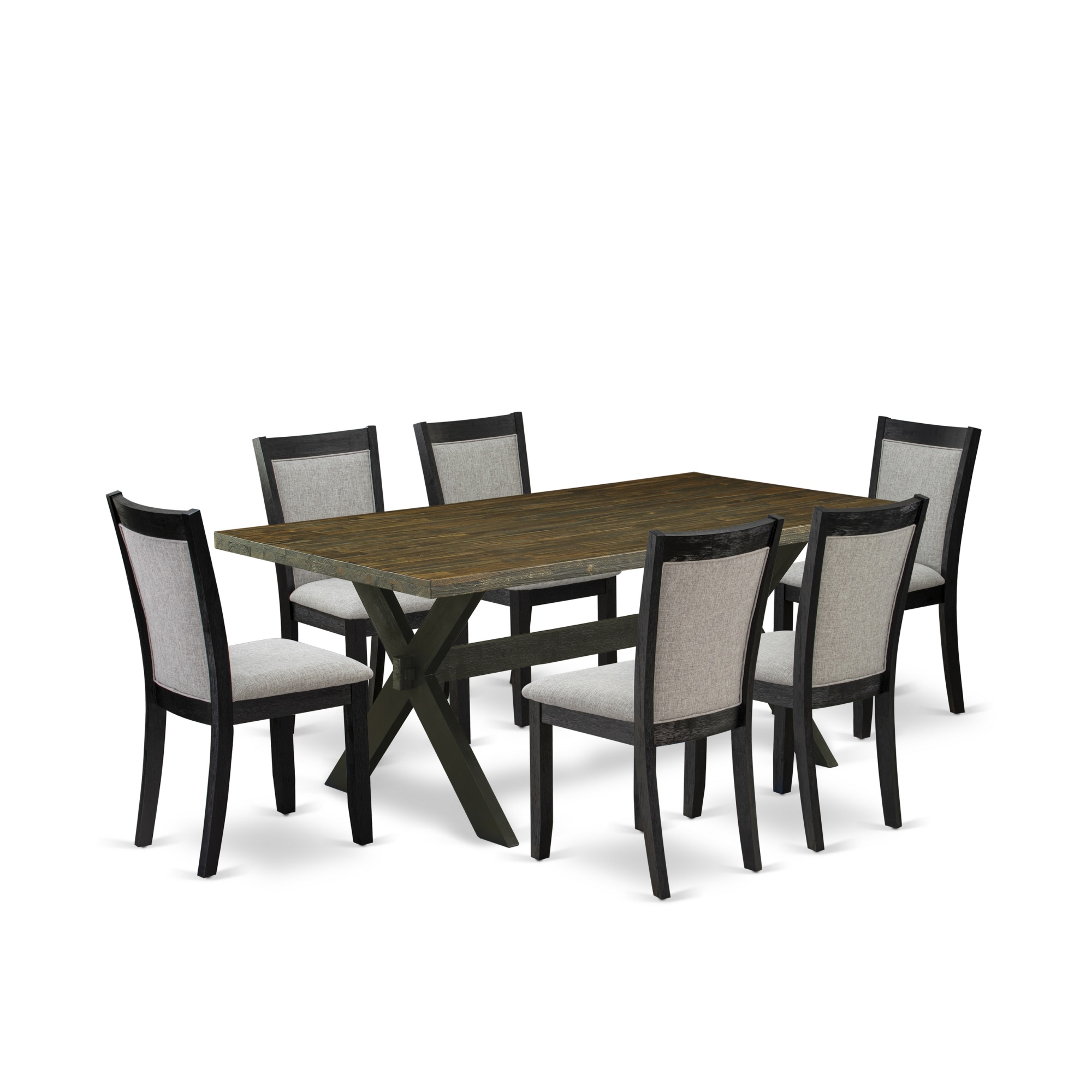 East West Furniture X677MZ606-7 7Pc Dining Room Set - Rectangular Table and 6 Parson Chairs - Multi-Color Color
