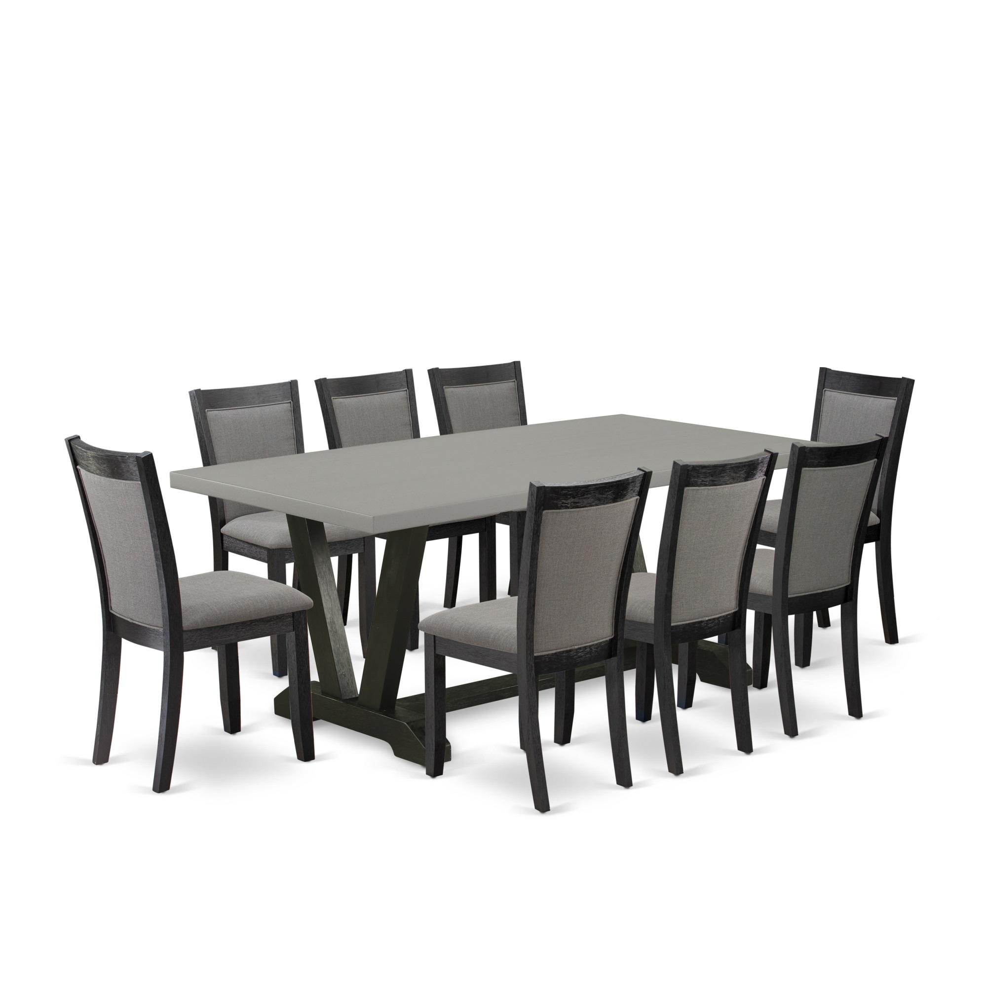 East West Furniture V697MZ650-9 9Pc Kitchen Set - Rectangular Table and 8 Parson Chairs - Multi-Color Color