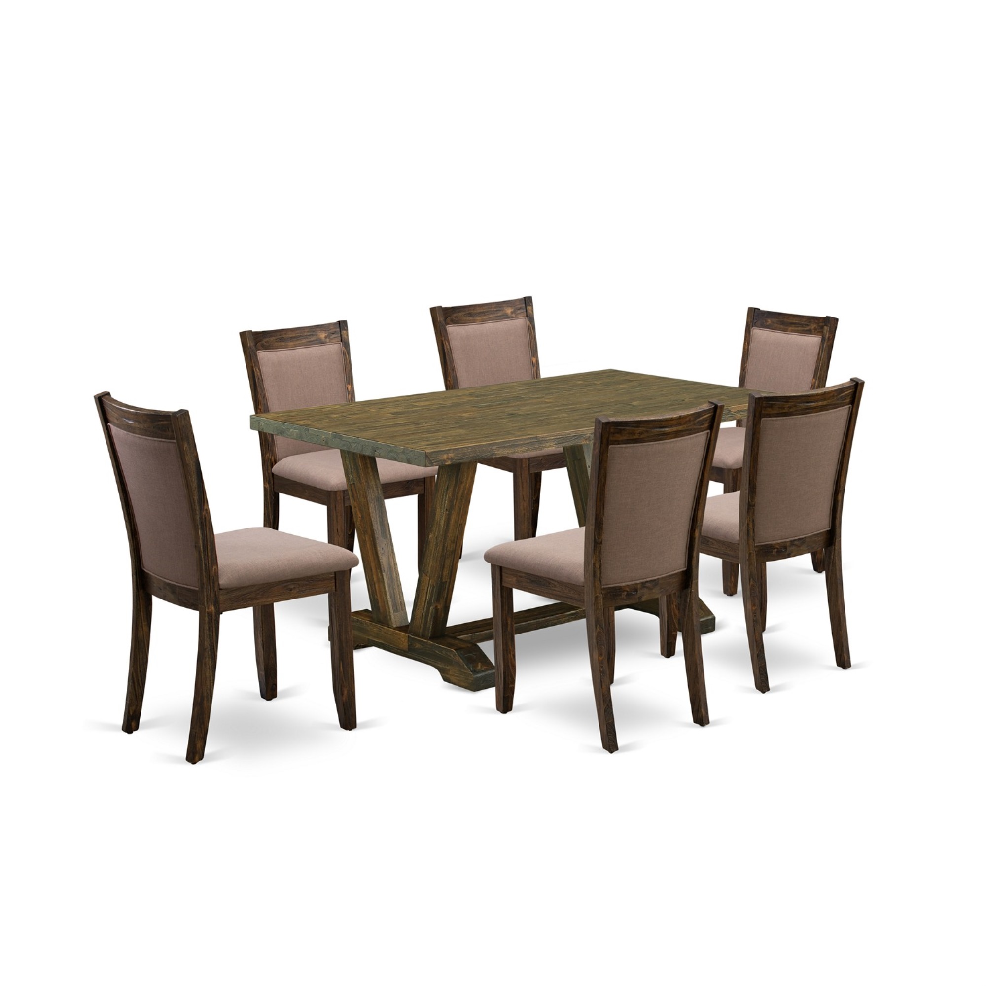 East West Furniture V776MZ748-7 7Pc Kitchen Set - Rectangular Table and 6 Parson Chairs - Multi-Color Color