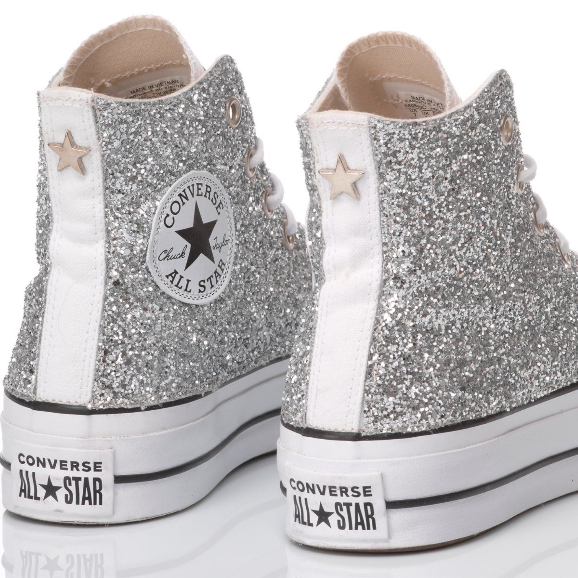 Converse Women'S Mim190 Silver Glitter Hi Top Sneakers