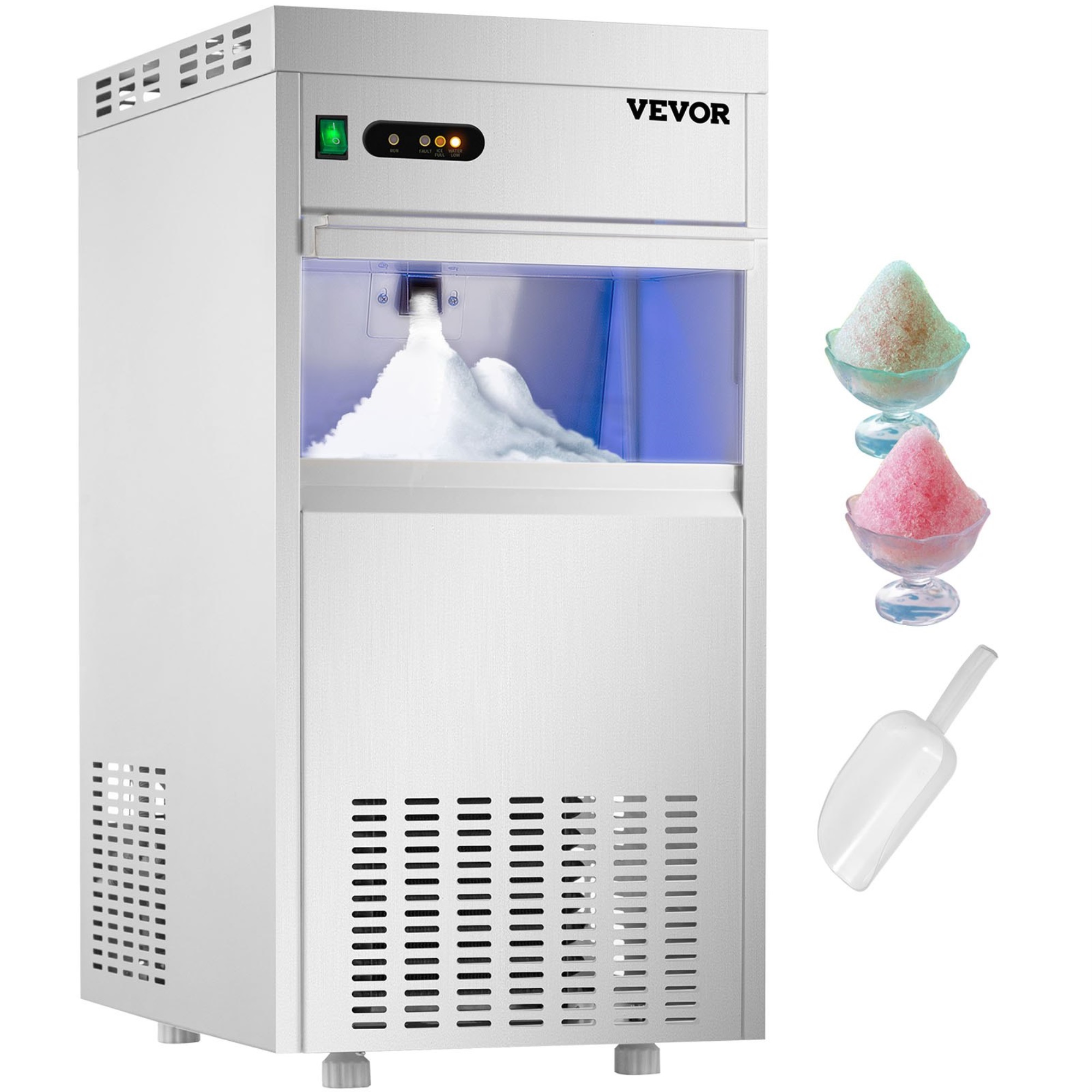 VEVOR 110V Commercial Snowflake Ice Maker 220LBS/24H, ETL Approved, Food Grade Stainless Steel Construction, Automatic Operation