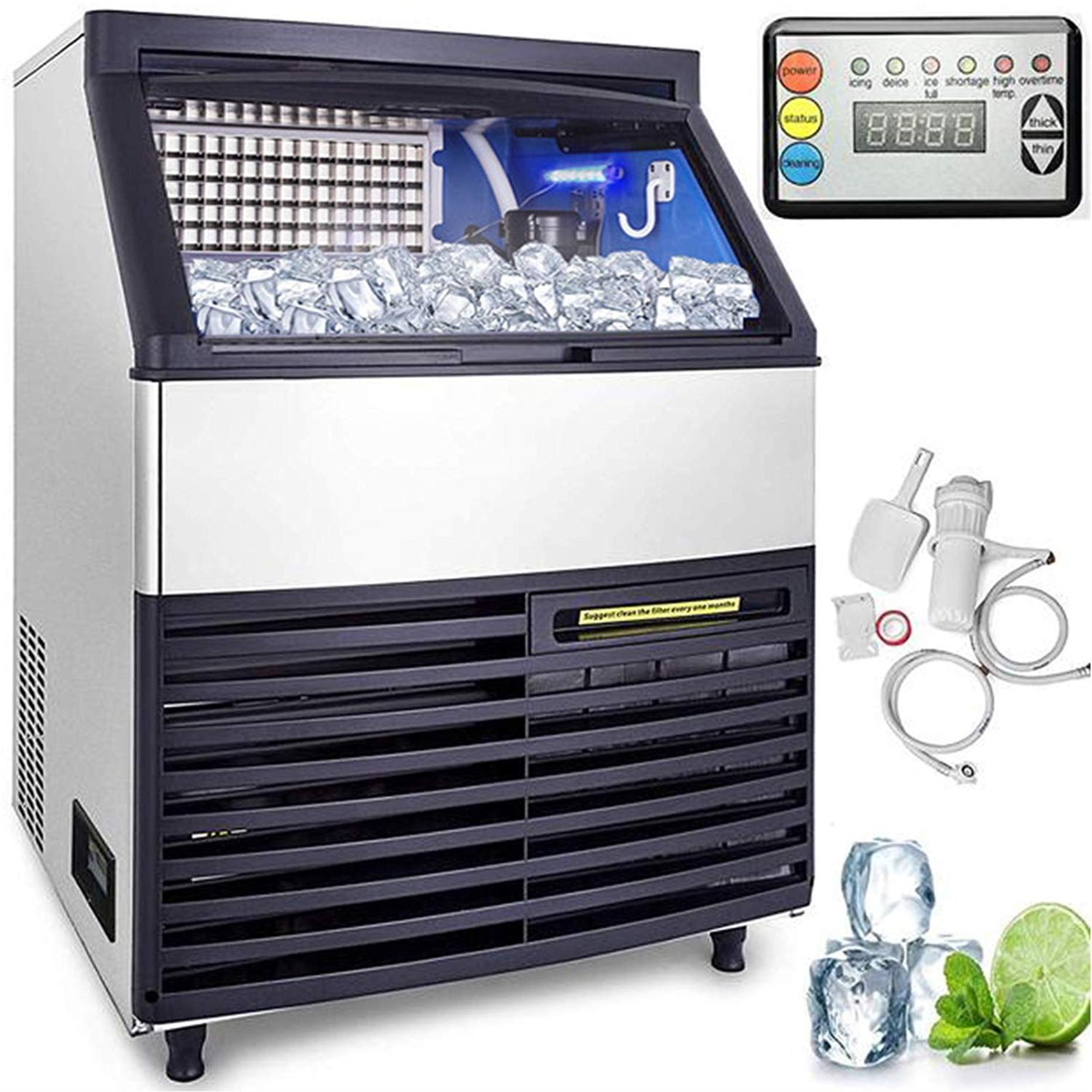 VEVOR 265lbs Ice Maker Ice Cube Making Machine 120kg 24h Commercial Auto Microcomputer