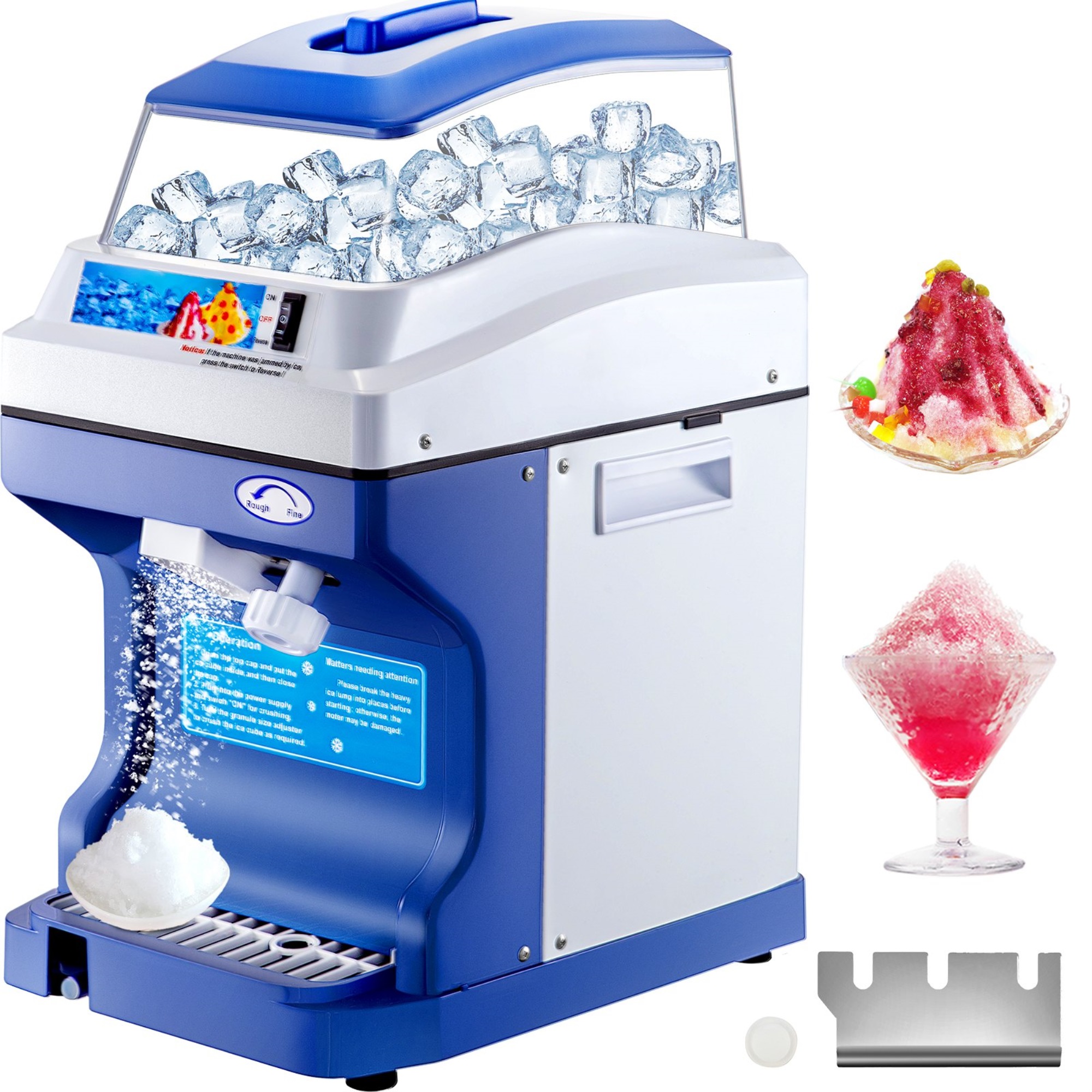 VEVOR Commercial Ice Shaver Ice Shaving Machine, with Hopper, Electric Snow Cone Maker