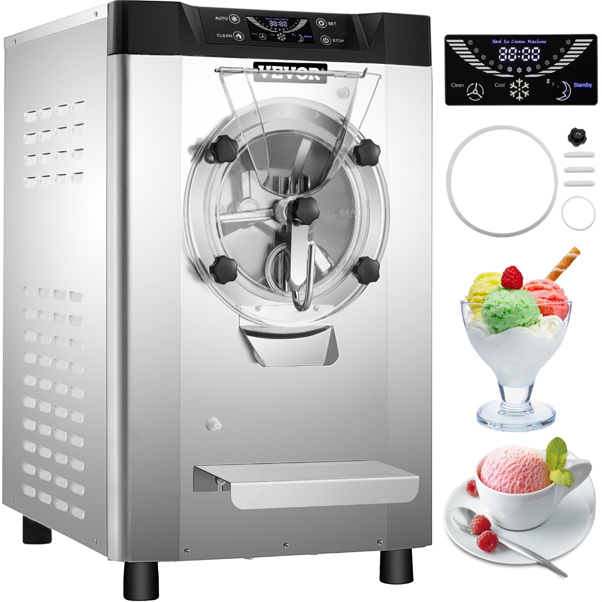 Vevor Commercial Hard Ice Cream Machine Hard Serve Ice Cream Maker 4.8-6.3 Gal/h