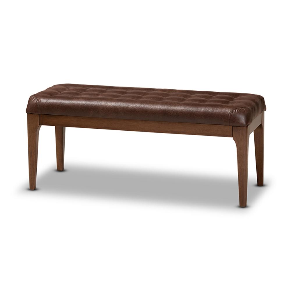 Wholesale Interiors Baxton Studio Walsh Mid-Century Modern Walnut Brown Finished Wood Dining Bench