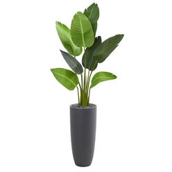 Nearly Natural 5.5' Traveler's Palm Artificial Tree in Gray Planter