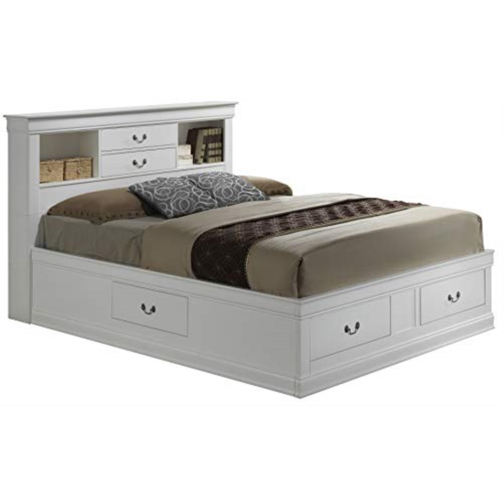 Glory Furniture Louis Phillipe G3190B-QSB Queen  Storage Bed , White