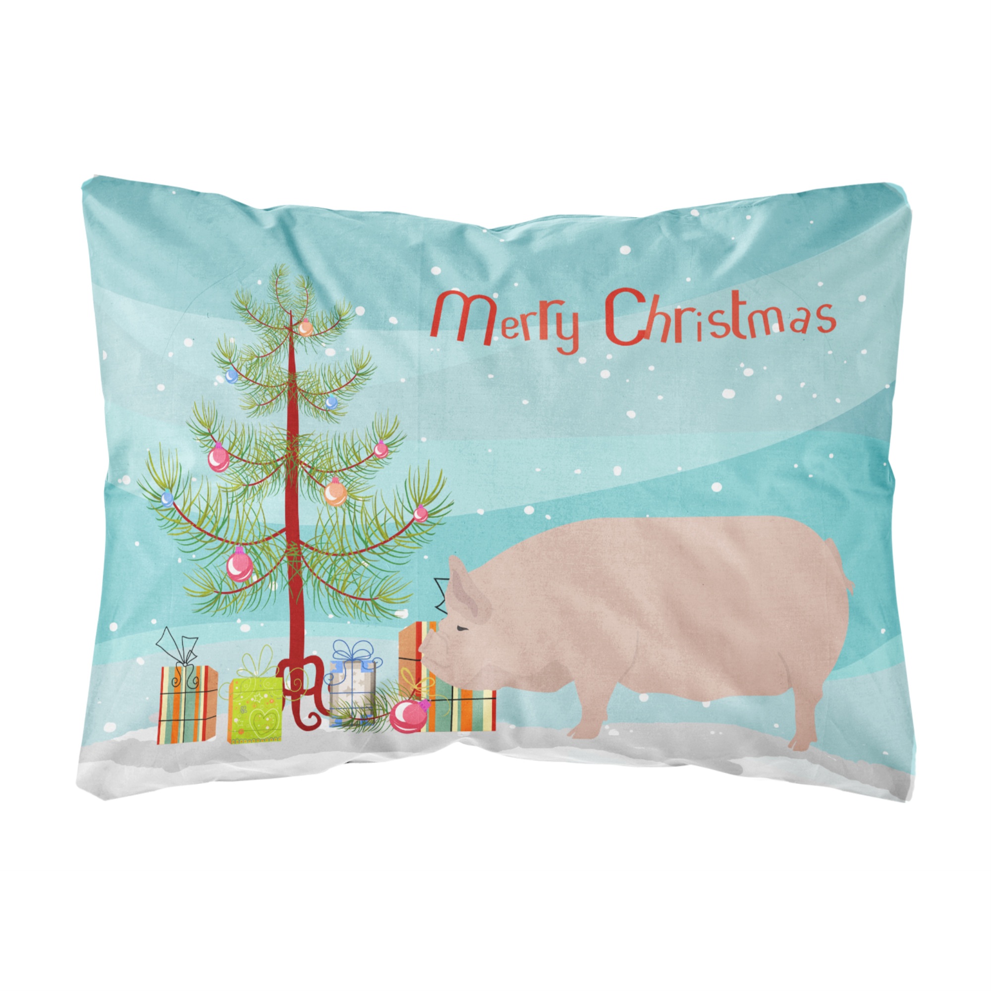 Caroline's Treasures BB9304PW1216 Welsh Pig Christmas Outdoor Canvas Pillow