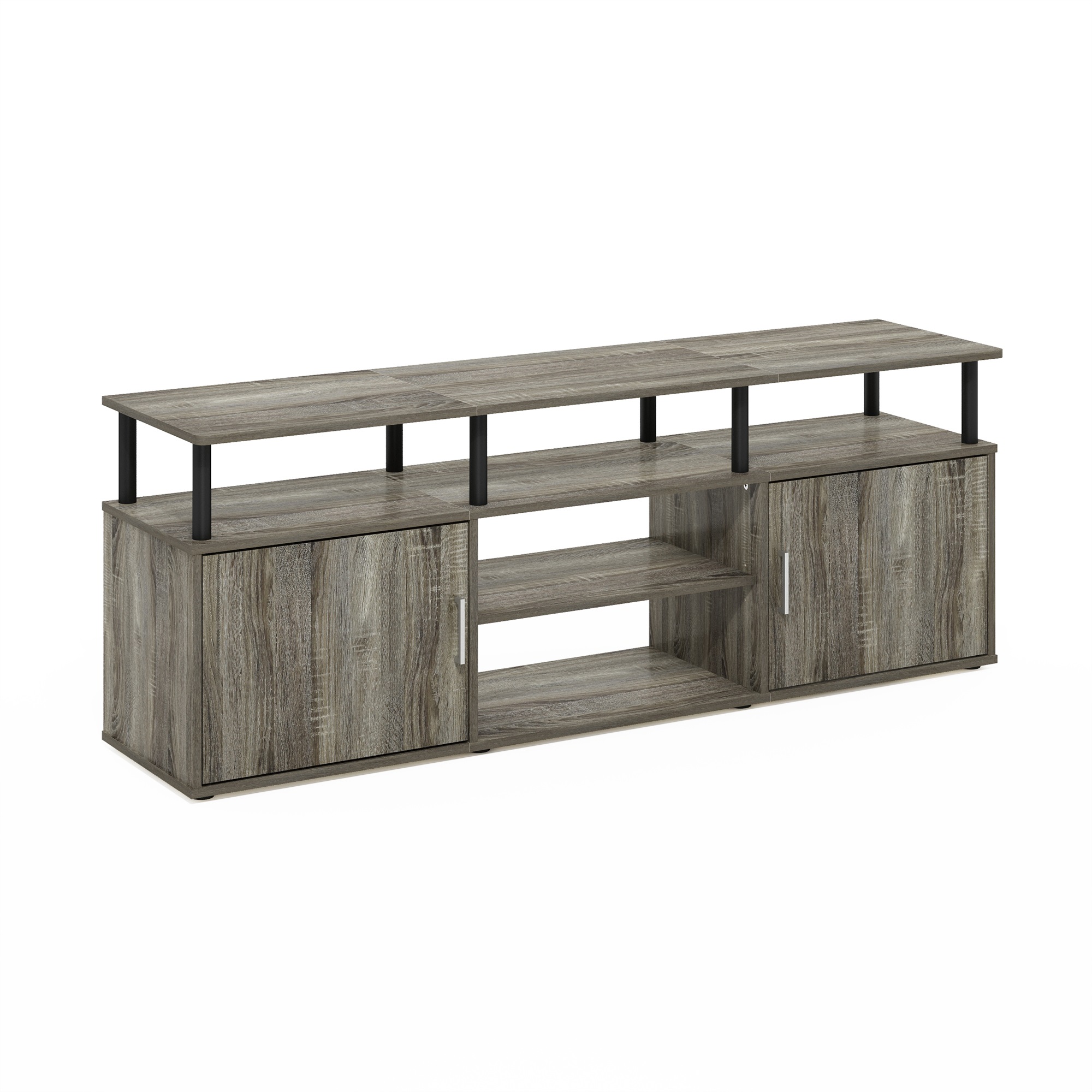 Furinno Jensen TV Stand for TV up to 70 Inch, French Oak Grey/Black
