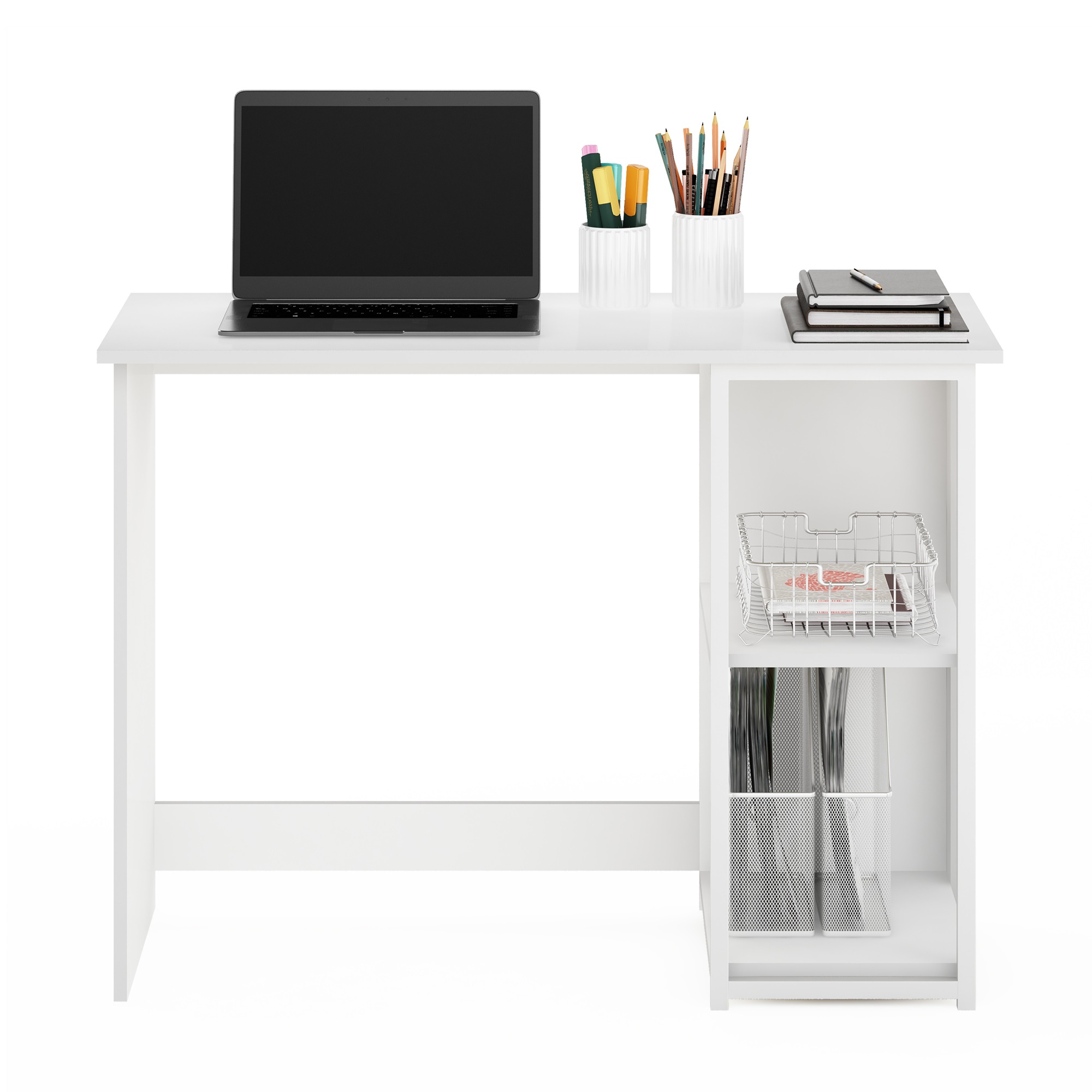 Furinno Camnus Modern Living Computer Desk 40 Inch, Solid White/White