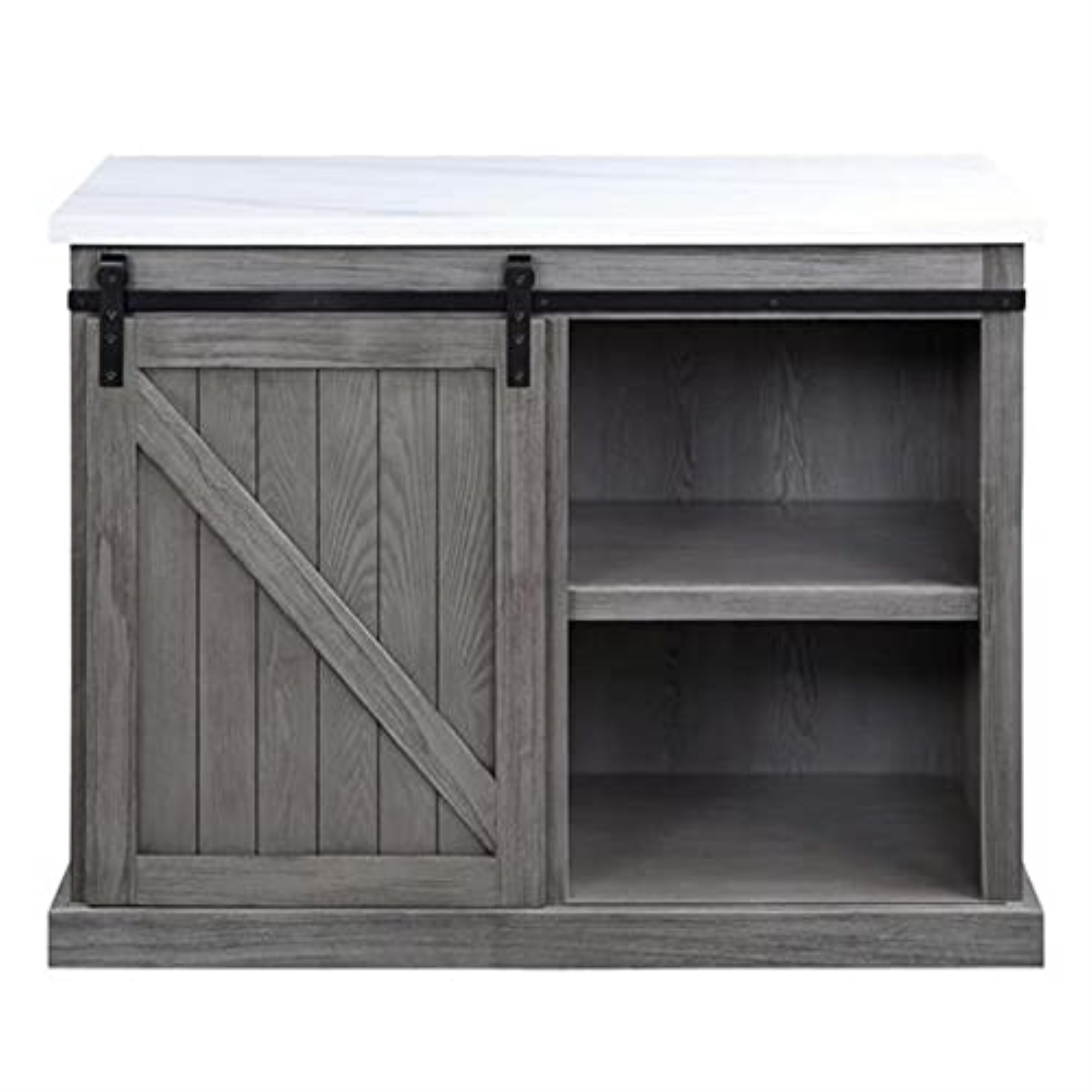 Acme Furniture AC00308 - Kitchen Island, Marble Top Top & Gray Oak Finish - Gauri