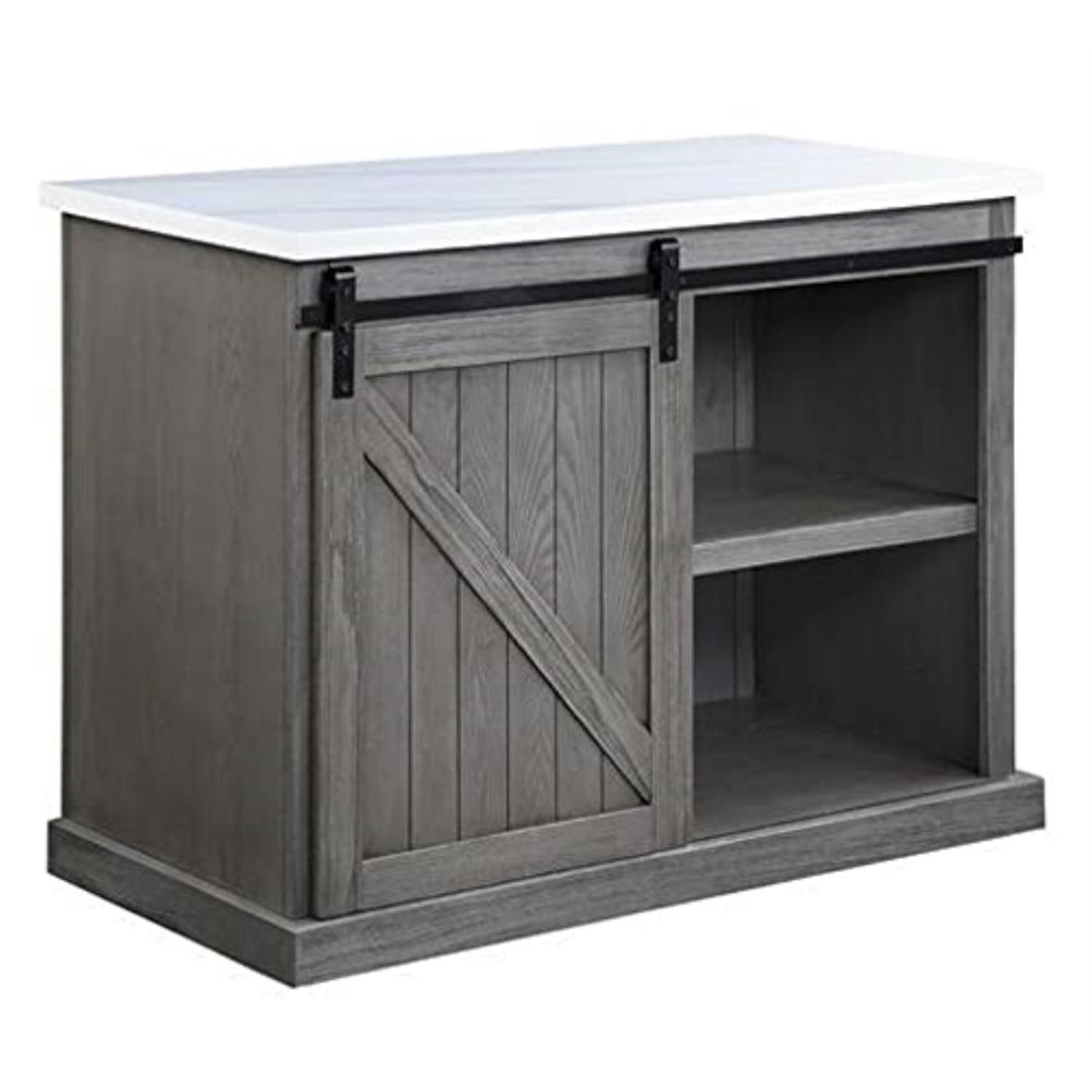 Acme Furniture AC00308 - Kitchen Island, Marble Top Top & Gray Oak Finish - Gauri