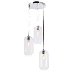 Living District Elegant Lighting Collier 3 light Chrome and Clear glass pendant
