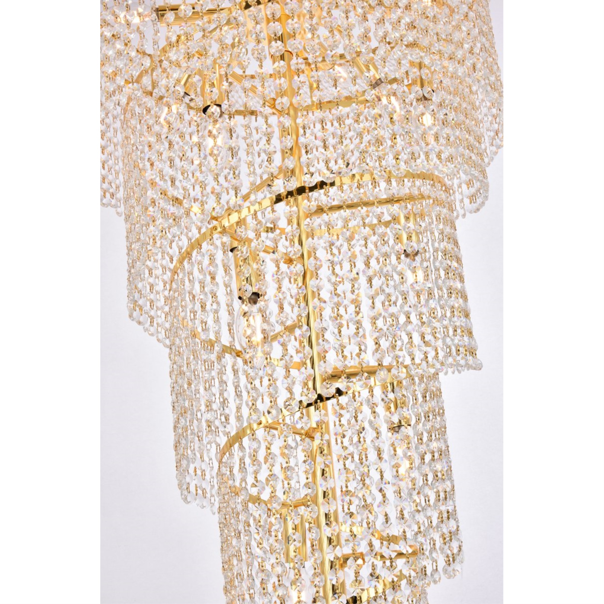 Elegant Lighting 1800 Spiral Collection Chandelier D:21in H:60in Lt:22 Gold Finish (Royal Cut Crystals)