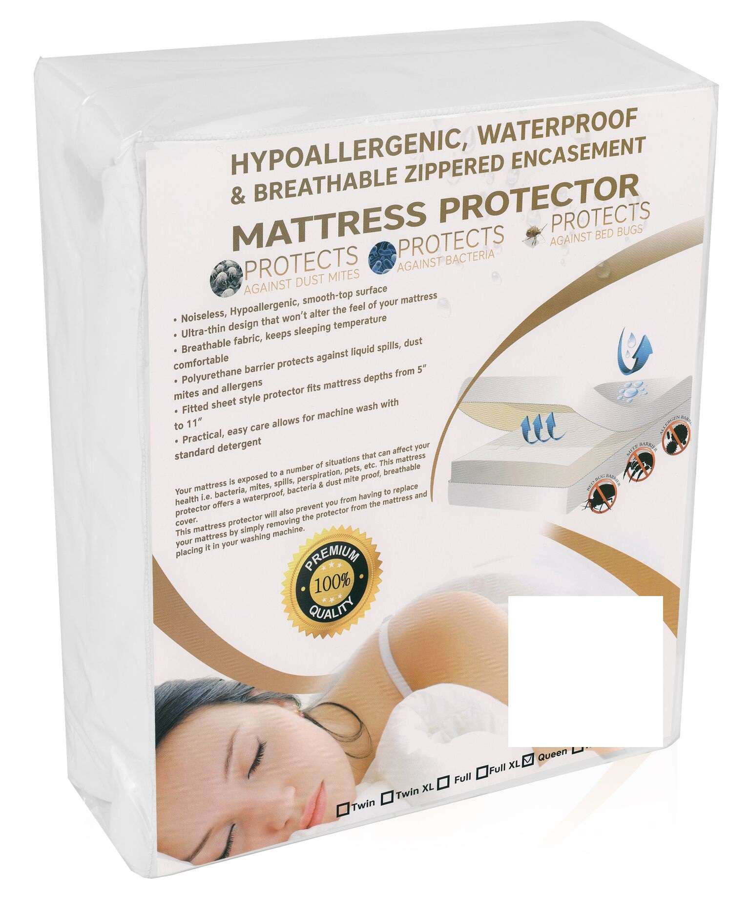 Pilaster Designs King Size Premium Waterproof Vinyl Free Mattress Protector Cover Hypoallergenic, For Bed Bugs Dust Mites