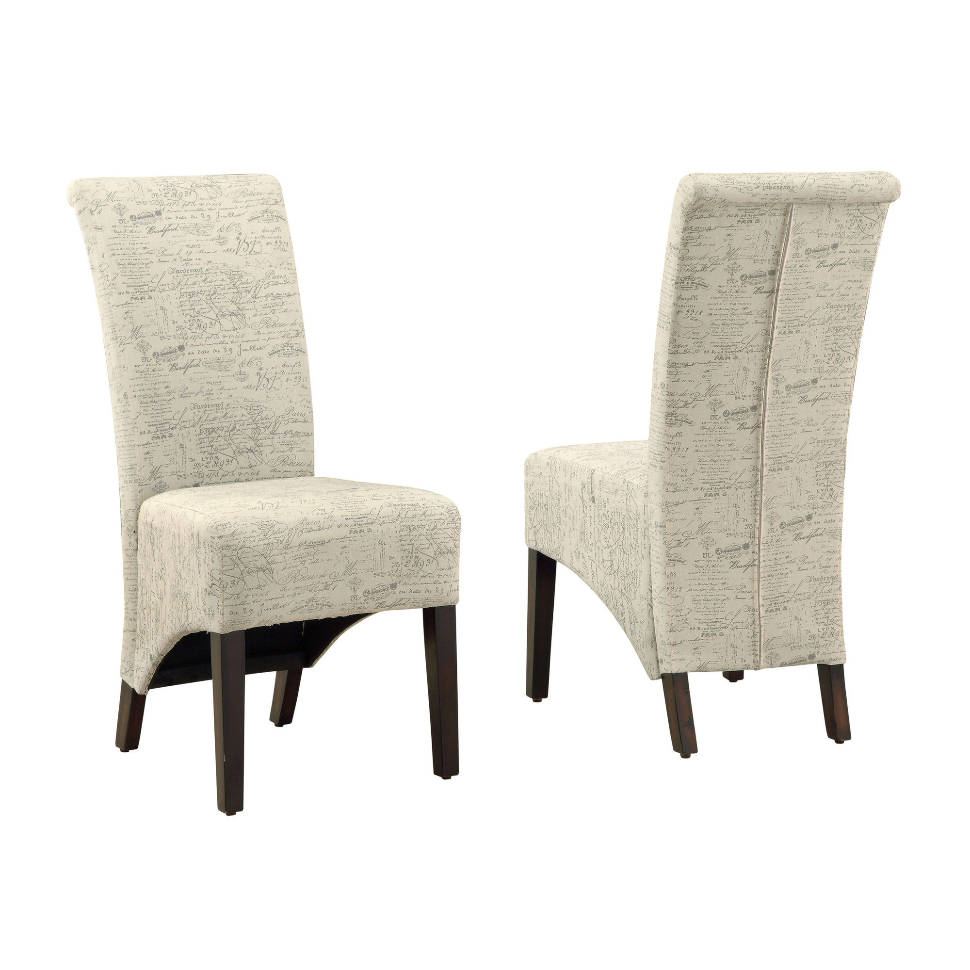 Monarch Specialties Dining Chair, Set Of 2, Side, Upholstered, Kitchen, Dining Room, Fabric, Wood Legs, Beige, Black, Transitional