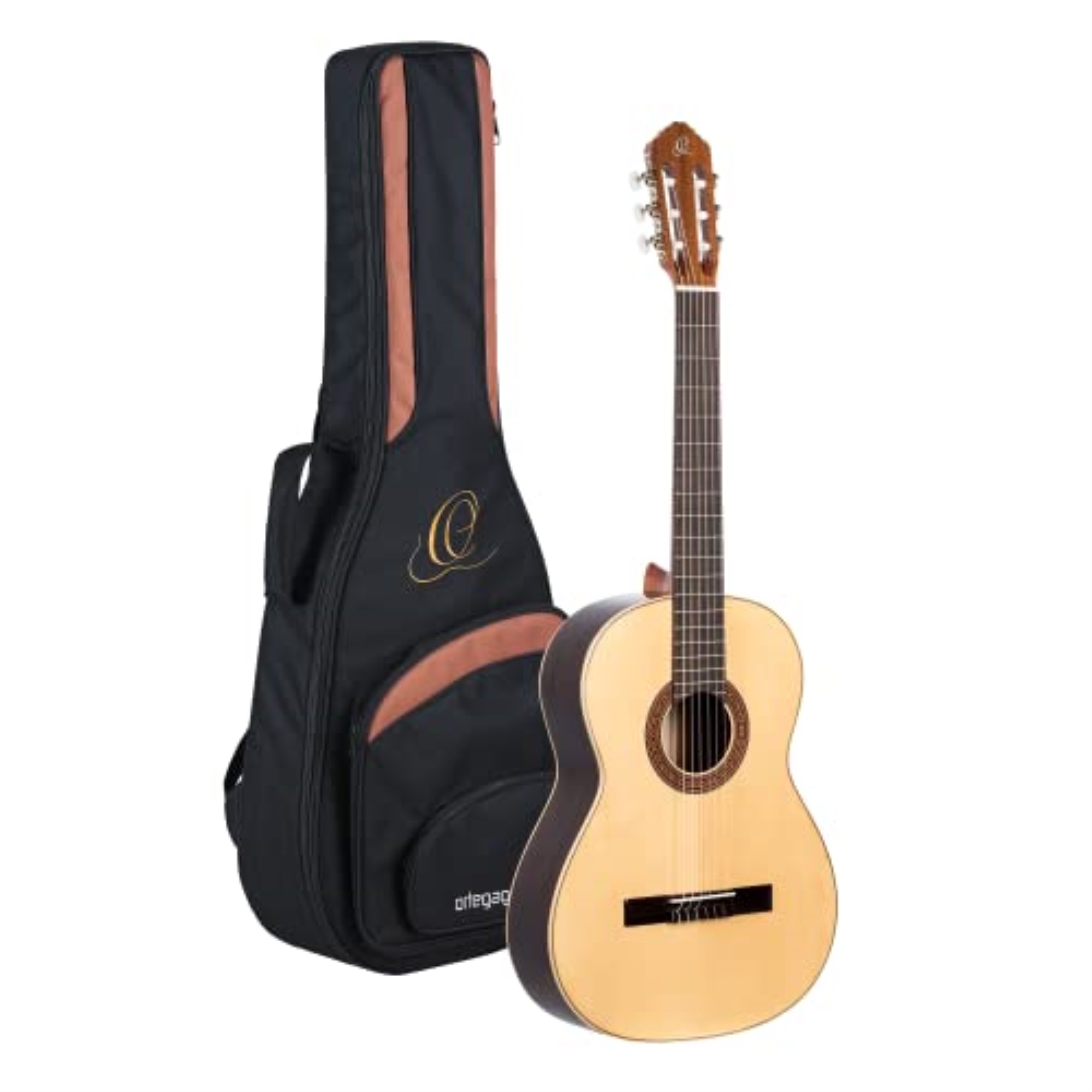 Ortega Guitars Traditional Series - Made in Spain Solid Top Classical Guitar with Bag
