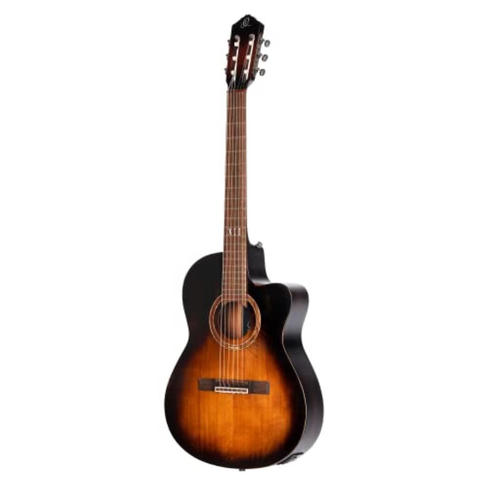 Ortega Guitars Private Room Distressed Suite Solid Top Slim Neck Acoustic-Electric Nylon Classical Guitar with Bag
