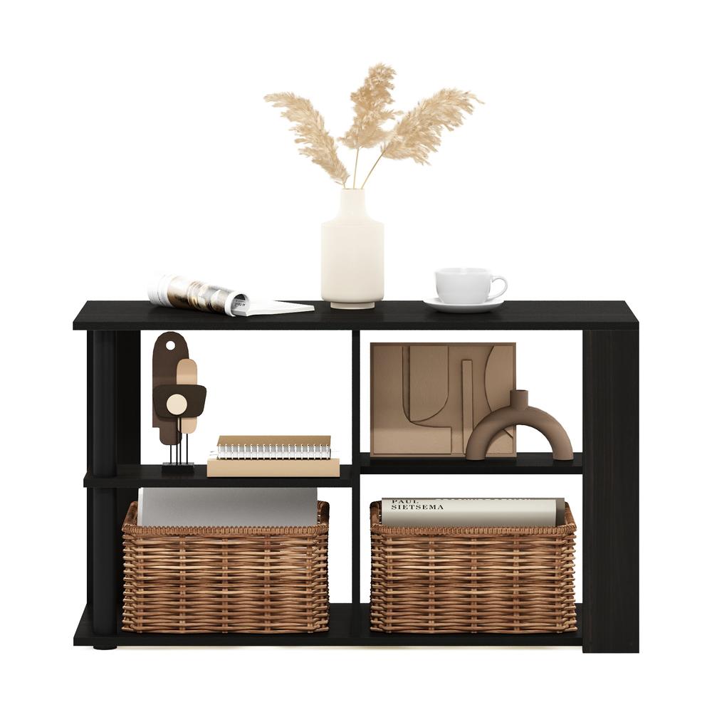Furinno Romain Narrow Coffee Table with Shelves, Espresso/Black