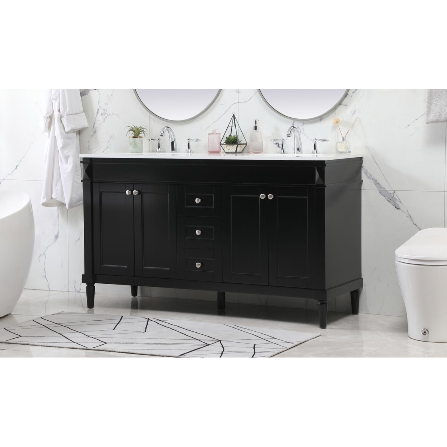 Elegant Decor 60 inch double bathroom vanity in black