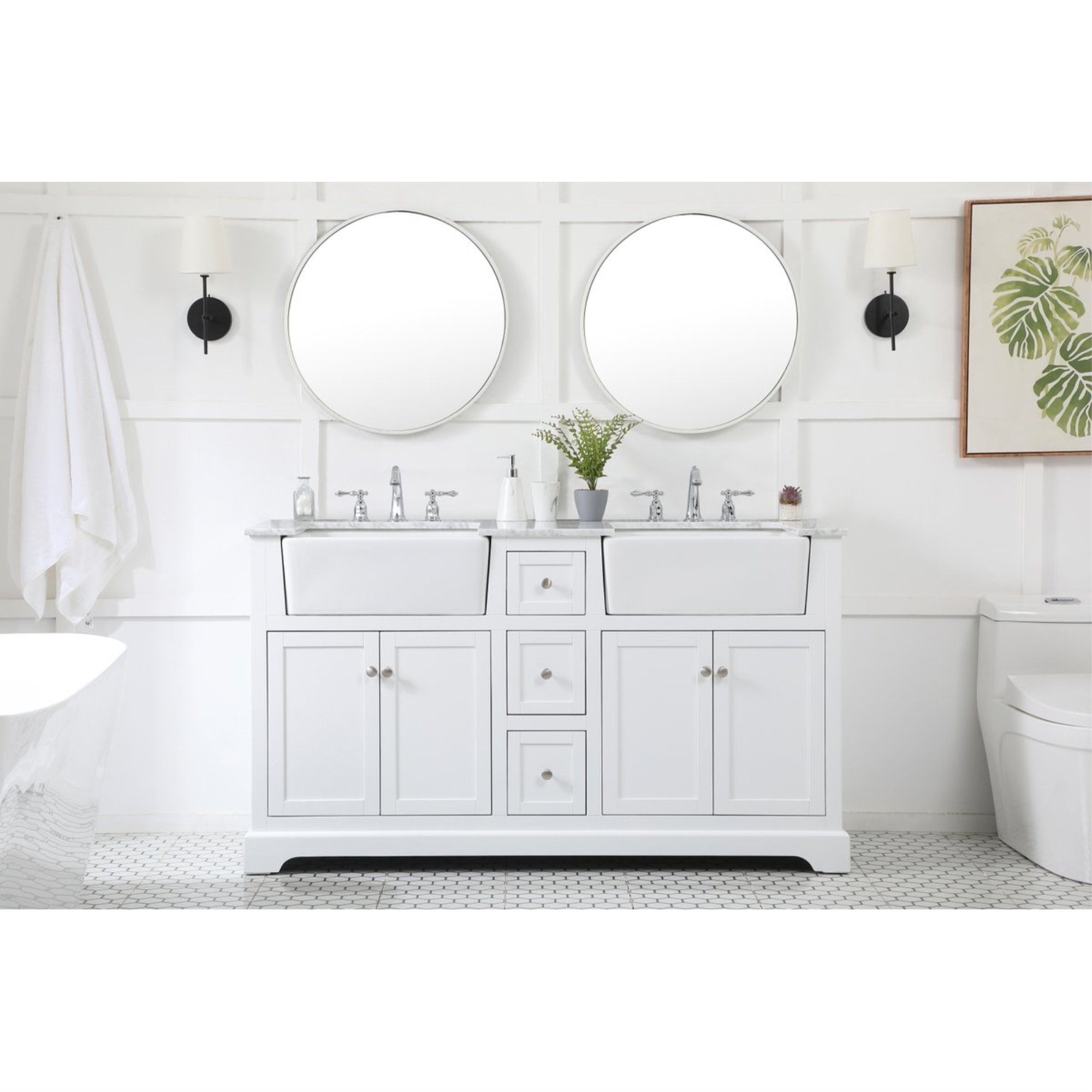 Elegant Decor 60 inch double bathroom vanity in white