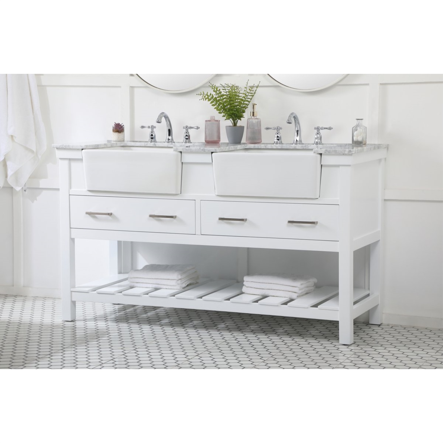 Elegant Decor 60 inch double bathroom vanity in white