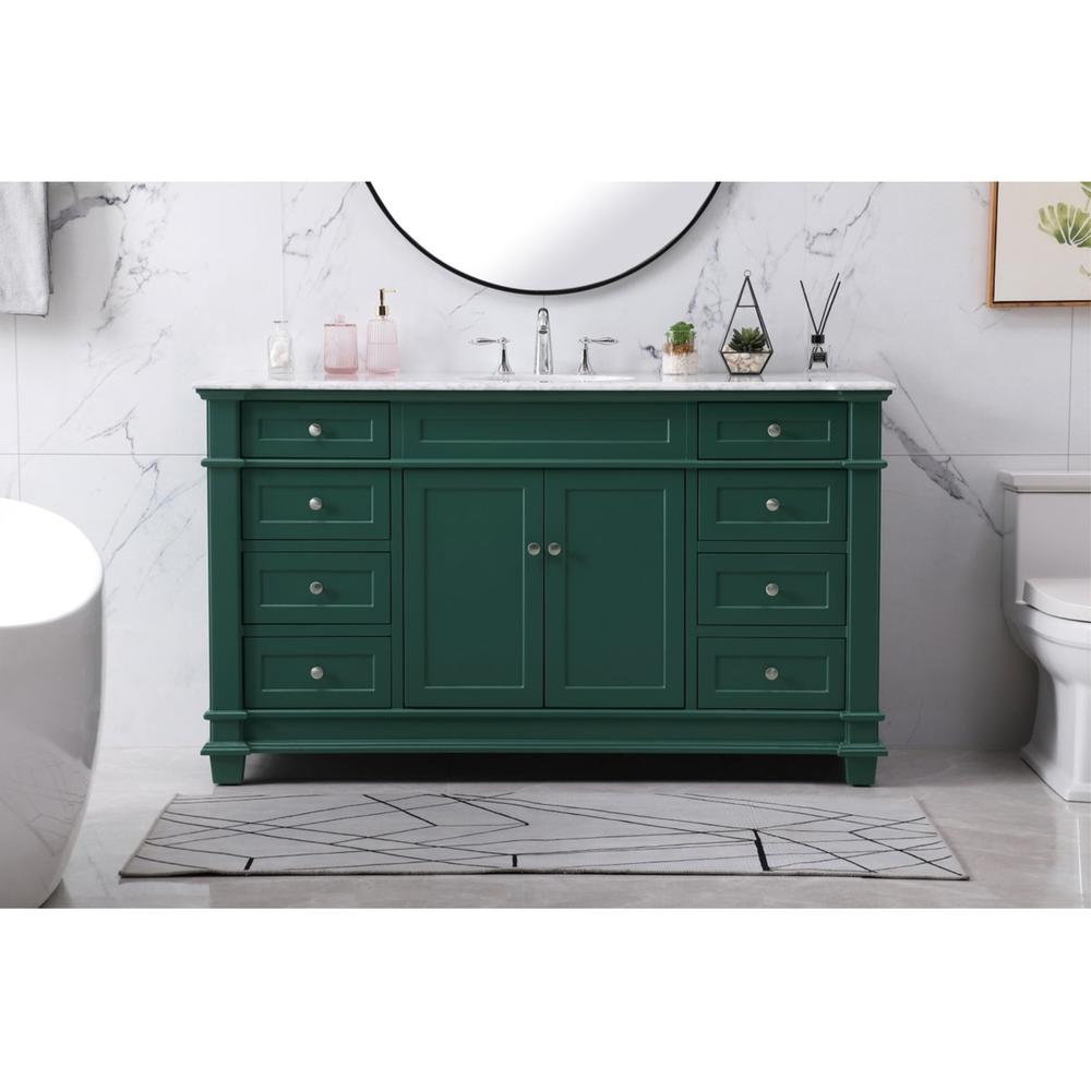 Elegant Decor 60 inch double bathroom vanity set in green