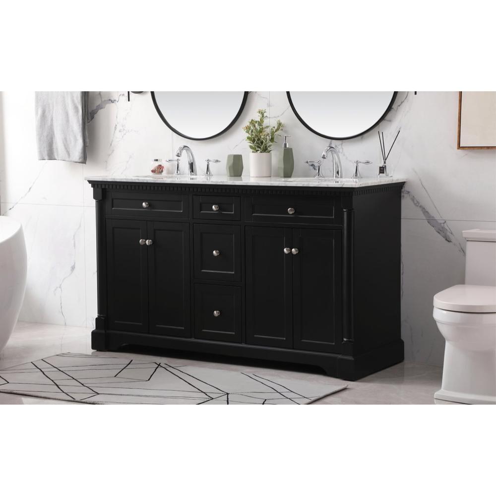Elegant Decor 60 inch double bathroom vanity set in black