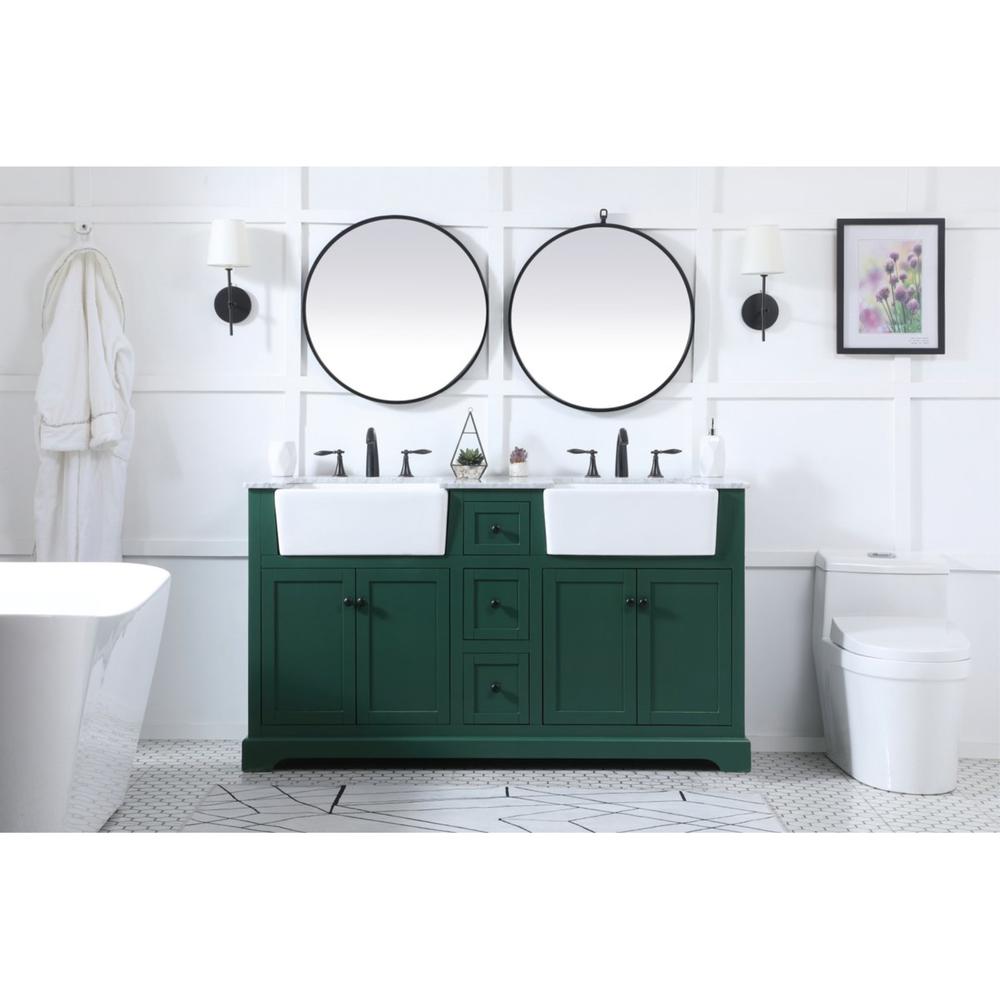 Elegant Decor 60 inch double bathroom vanity in green