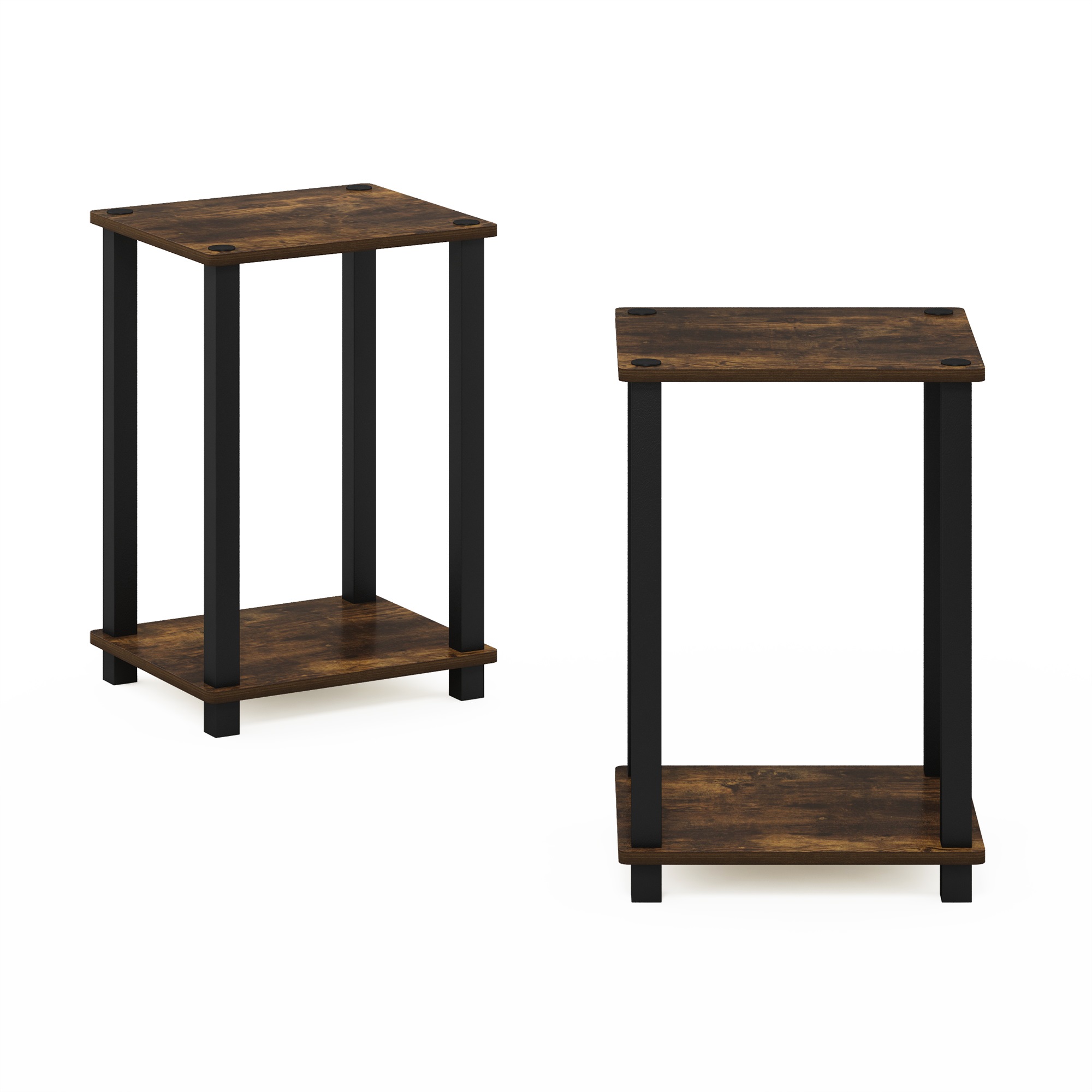 Furinno Simplistic End Table, Small, Set of 2, Amber Pine/Black