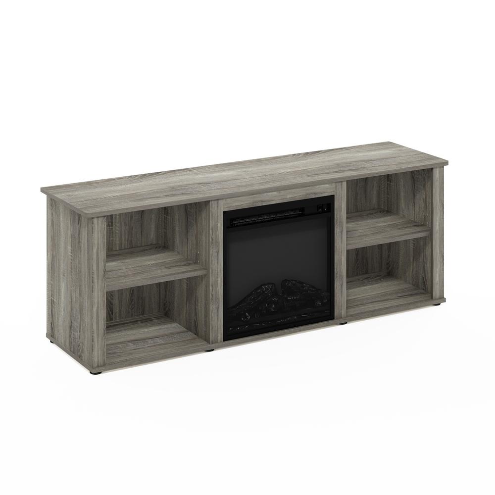 Furinno Montale 60 Inch TV Stand with Fireplace, French Oak Grey