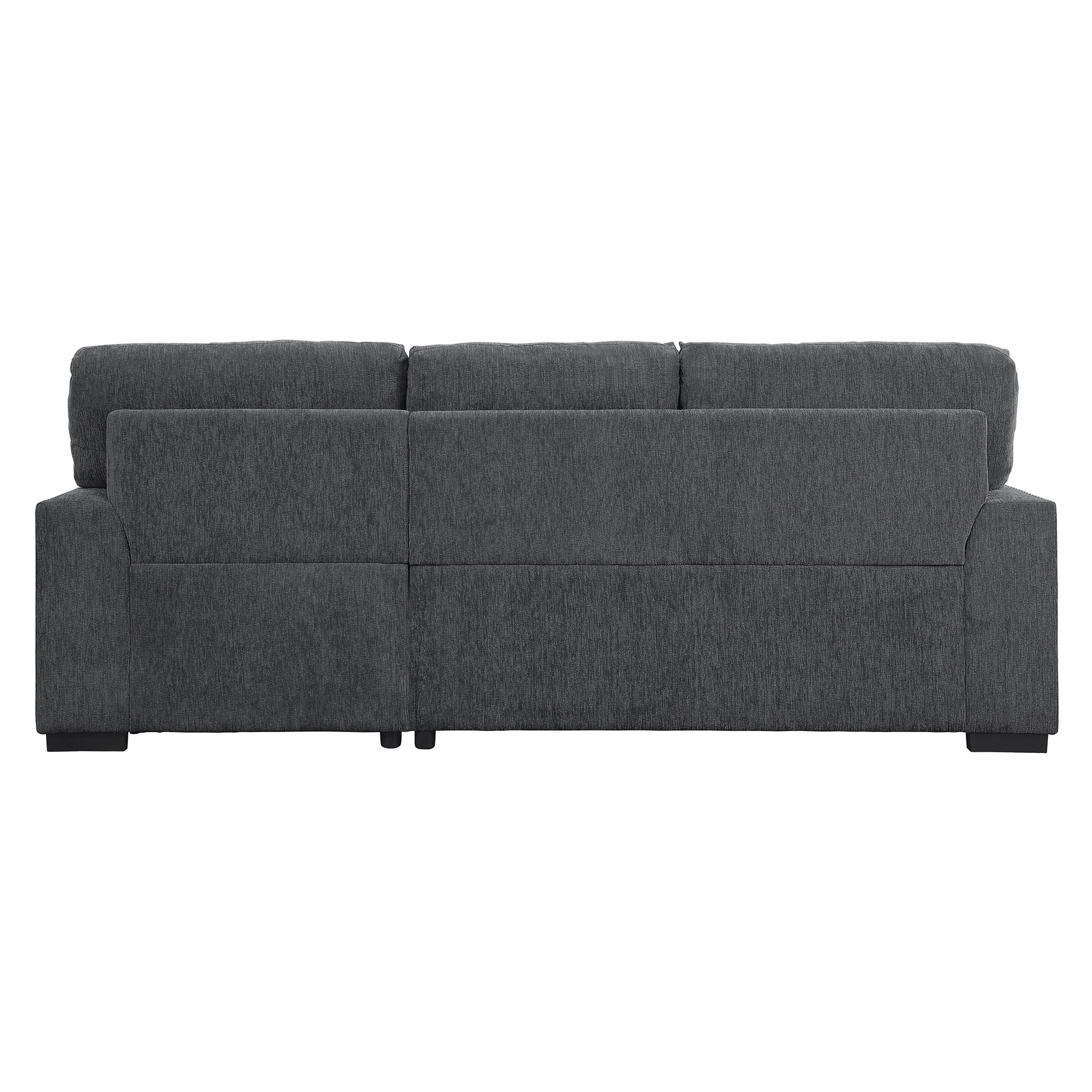 Lazzara Home Driggs 96 in. W Chenille Upholstery 2-Piece Sectional Sofa in Charcoal w/ Pull-out Bed and Right Chaise with Hidden Storage