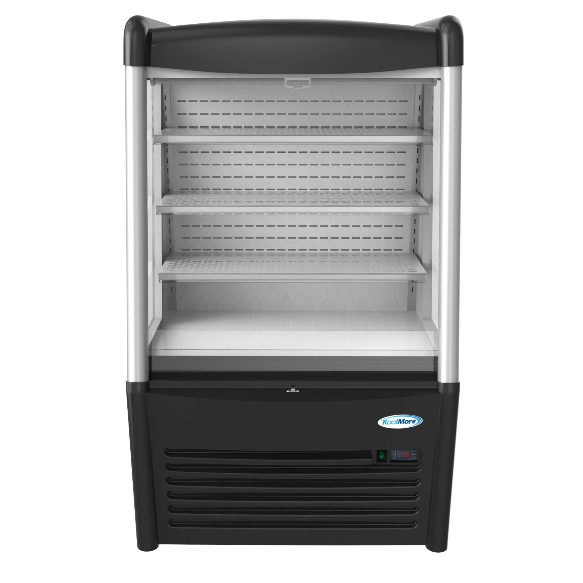 KoolMore 36" Open Air Merchandiser Grab and Go Refrigerator with LED Lighting and Night Curtain - 13.7 cu.ft, Black (CDAU-13C)