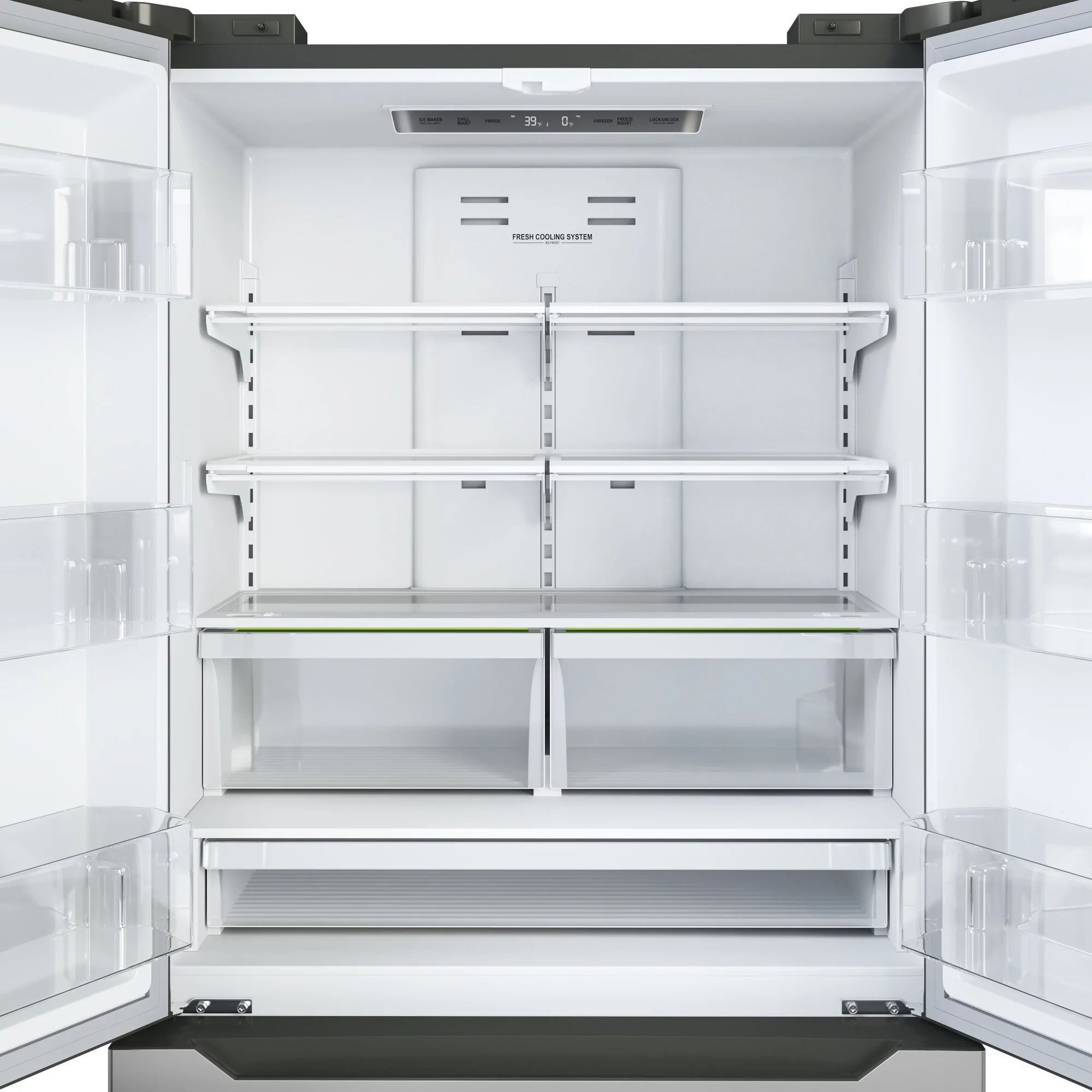 KoolMore Counter Depth 22.5 Cu.Ft French Door Refrigerator with Automatic Ice Maker, Deep Freezer, 4 Door Stainless-Steel Frid