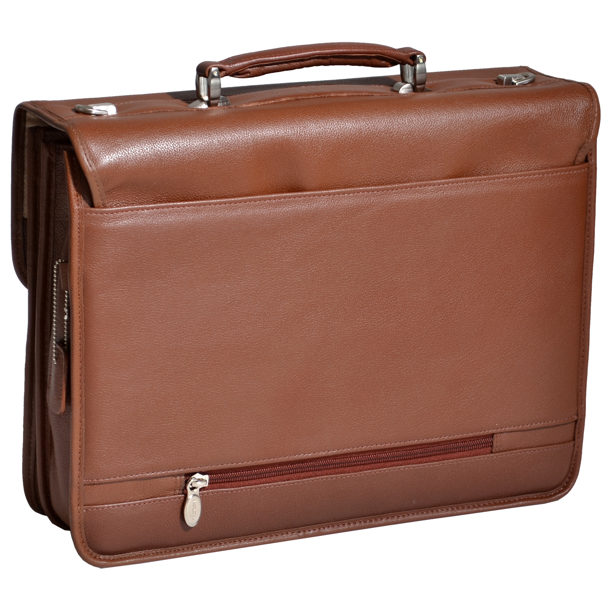 McKlein&reg; 15.4" Leather Double Compartment Laptop Briefcas_Brown