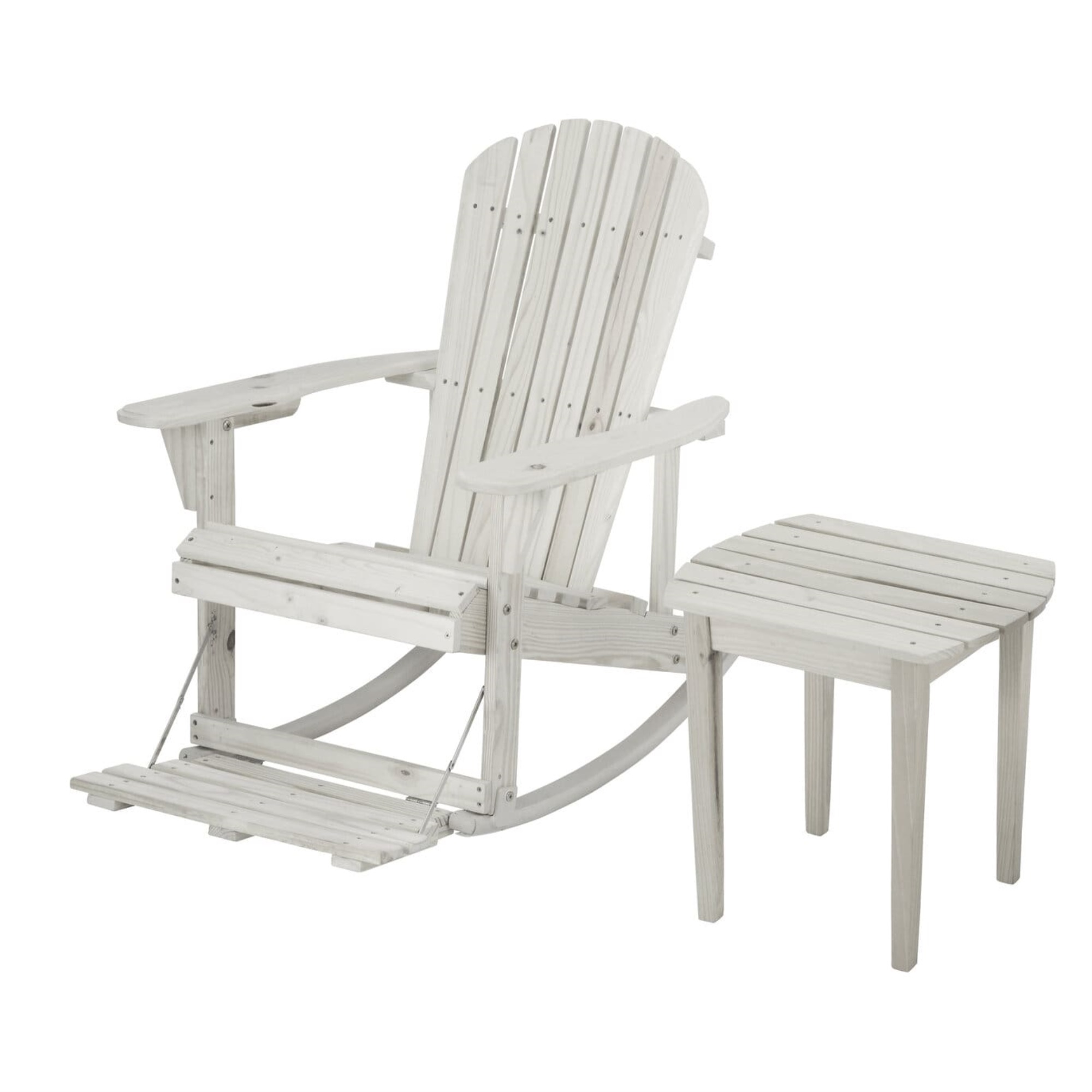 W Unlimited SW2007WT-R1ET1 Zero Gravity Adirondack Rocking Chair with Built-in Footrest, White