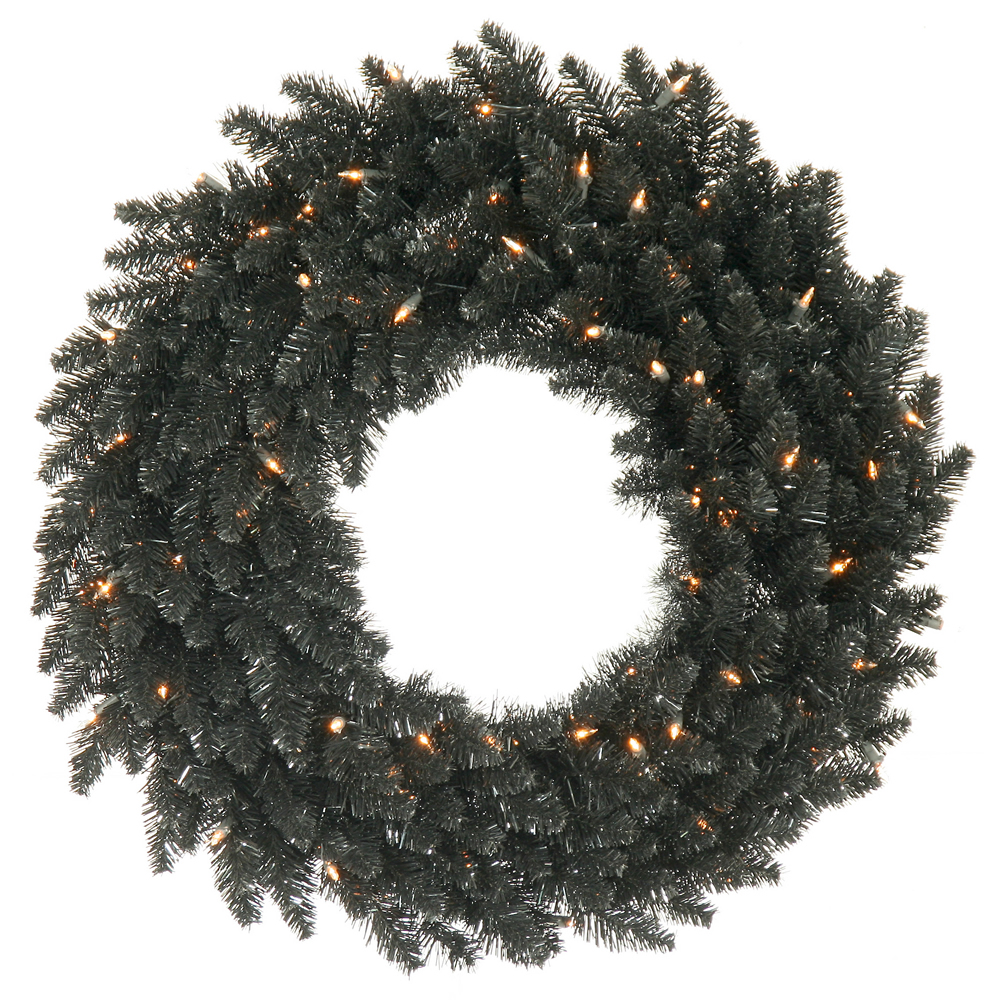 Vickerman 30" Black Fir Wreath DuraL 100CL 260T - K161831