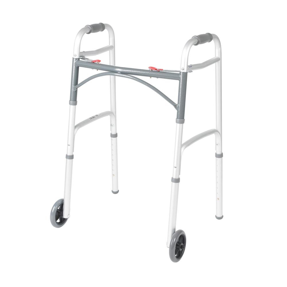 Drive Medical Deluxe Two Button Folding Walker with 5" Wheels