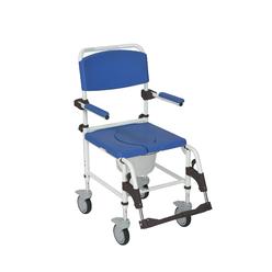 Drive Medical Aluminum Shower Commode Mobile Chair, Blue
