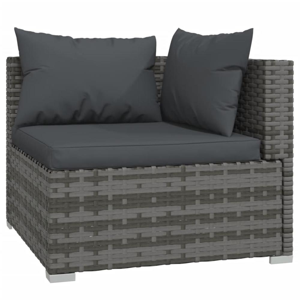 vidaXL 6 Piece Patio Lounge Set with Cushions Poly Rattan Gray Gray