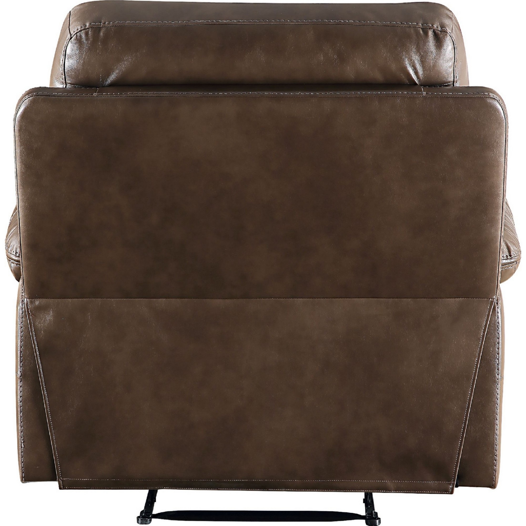 Benjara Leatherette Power Recliner with Nailhead Trim Accent, Brown